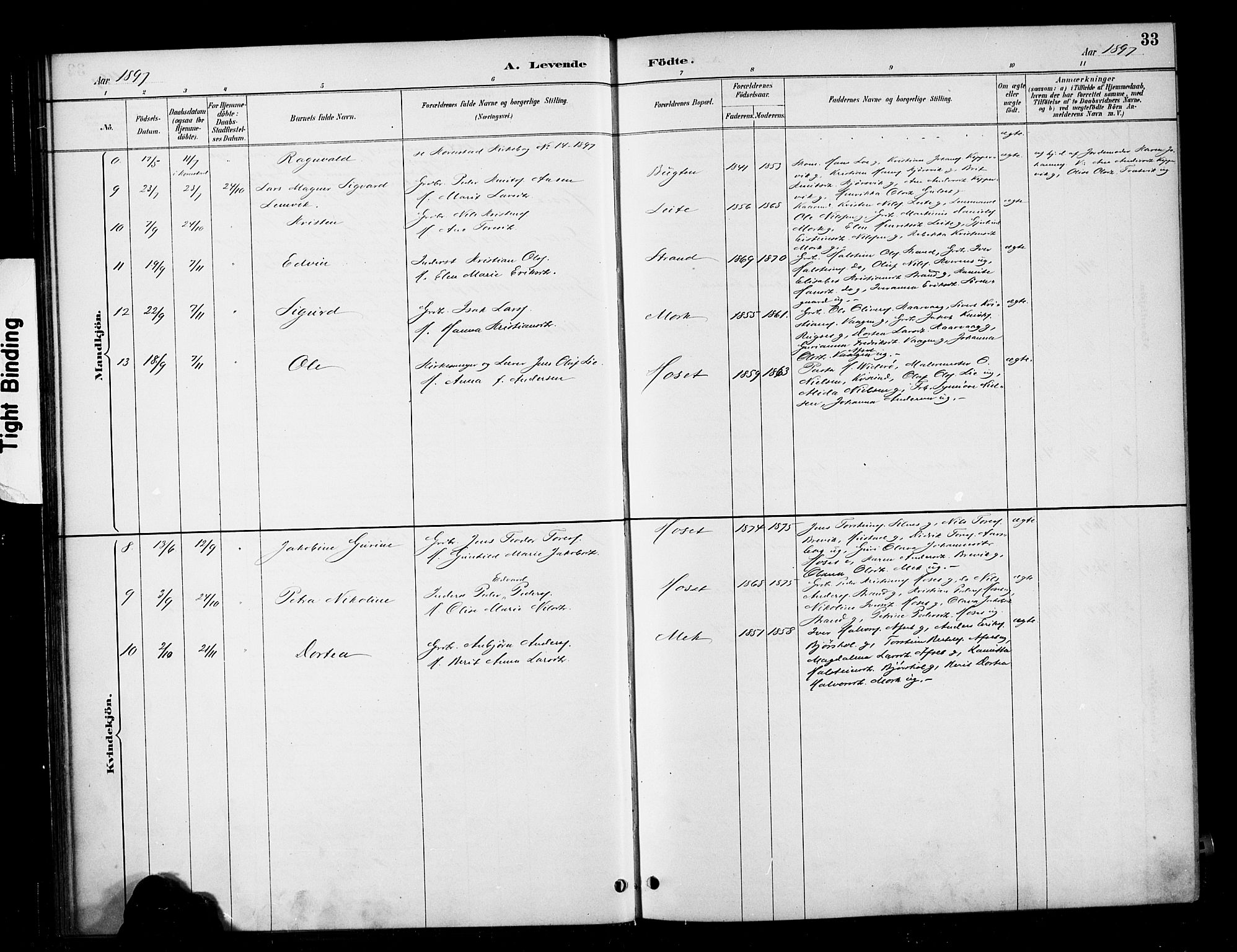 Ministerialprotokoller, klokkerbøker og fødselsregistre - Møre og Romsdal, SAT/A-1454/568/L0809: Parish register (official) no. 568A13, 1884-1900, p. 33