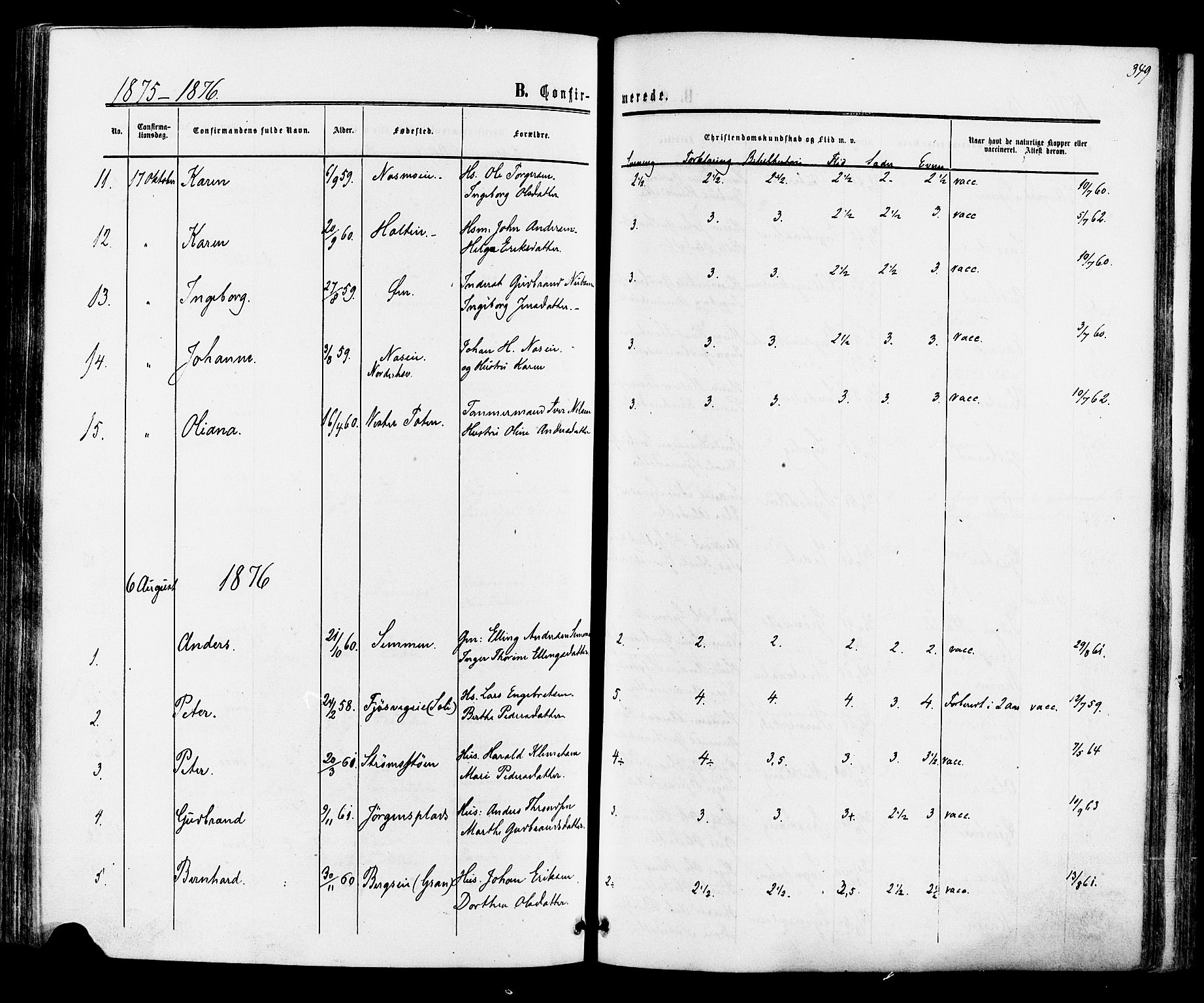 Ådal kirkebøker, SAKO/A-248/F/Fa/L0001: Parish register (official) no. I 1, 1857-1883, p. 349