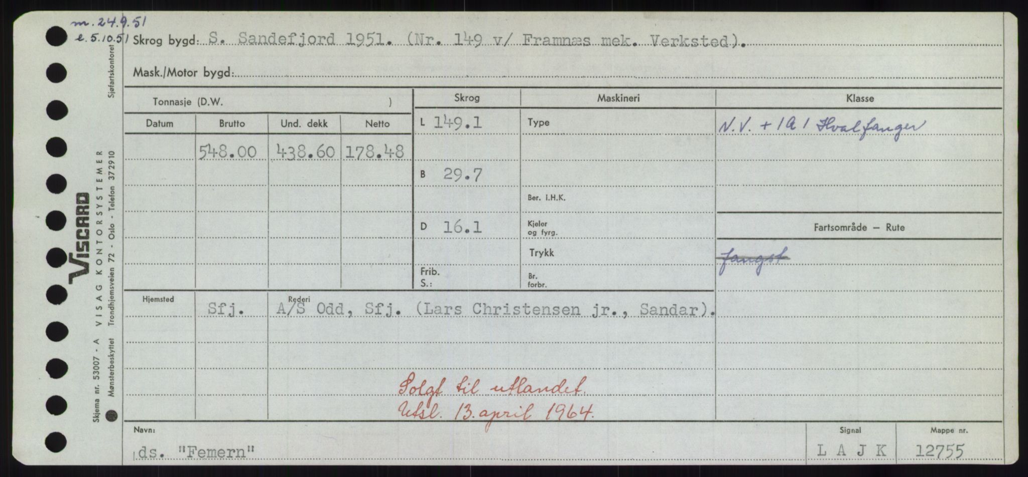 Sjøfartsdirektoratet med forløpere, Skipsmålingen, AV/RA-S-1627/H/Hd/L0010: Fartøy, F-Fjø, p. 263