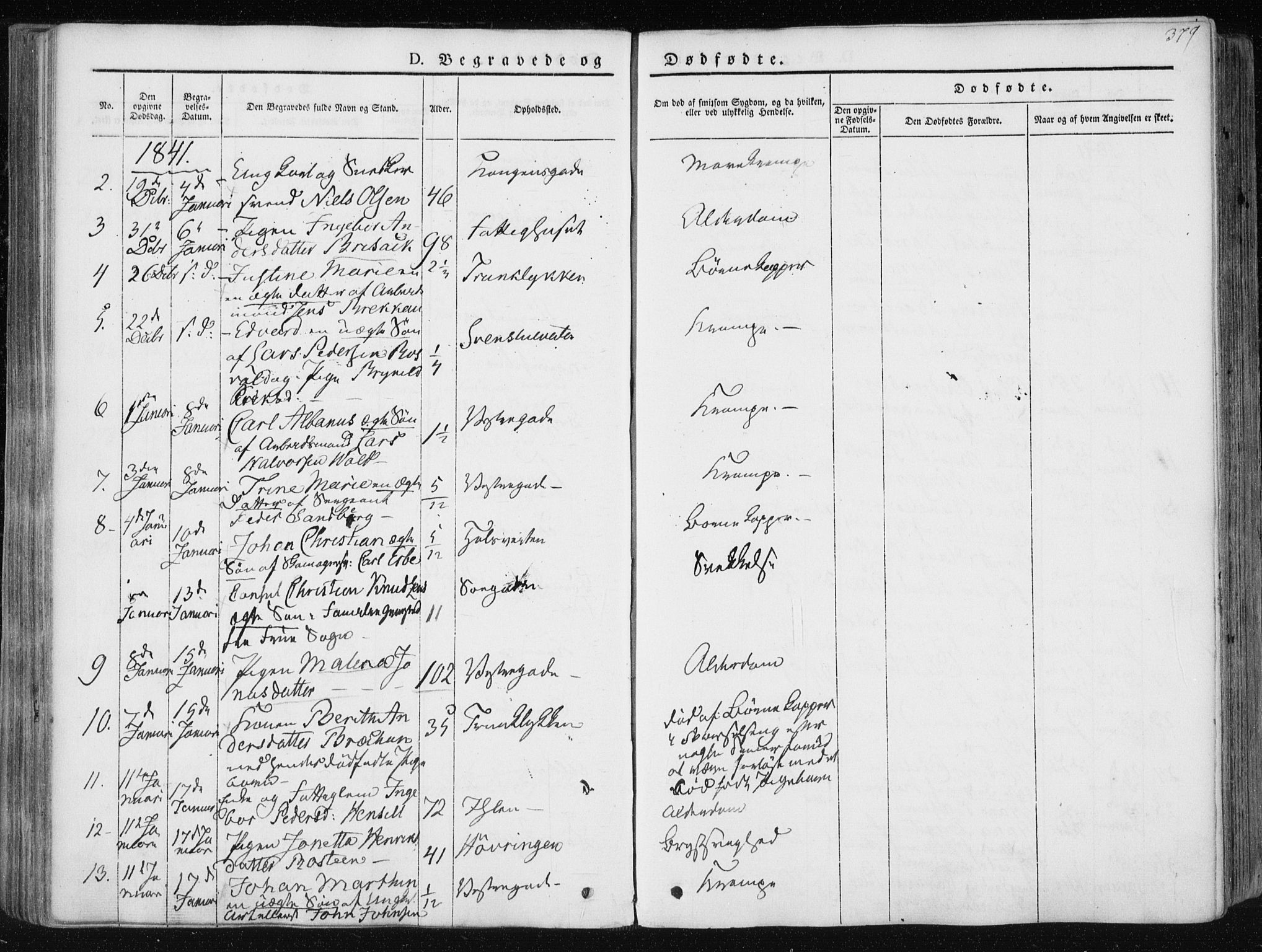 Ministerialprotokoller, klokkerbøker og fødselsregistre - Sør-Trøndelag, SAT/A-1456/601/L0049: Parish register (official) no. 601A17, 1839-1847, p. 379