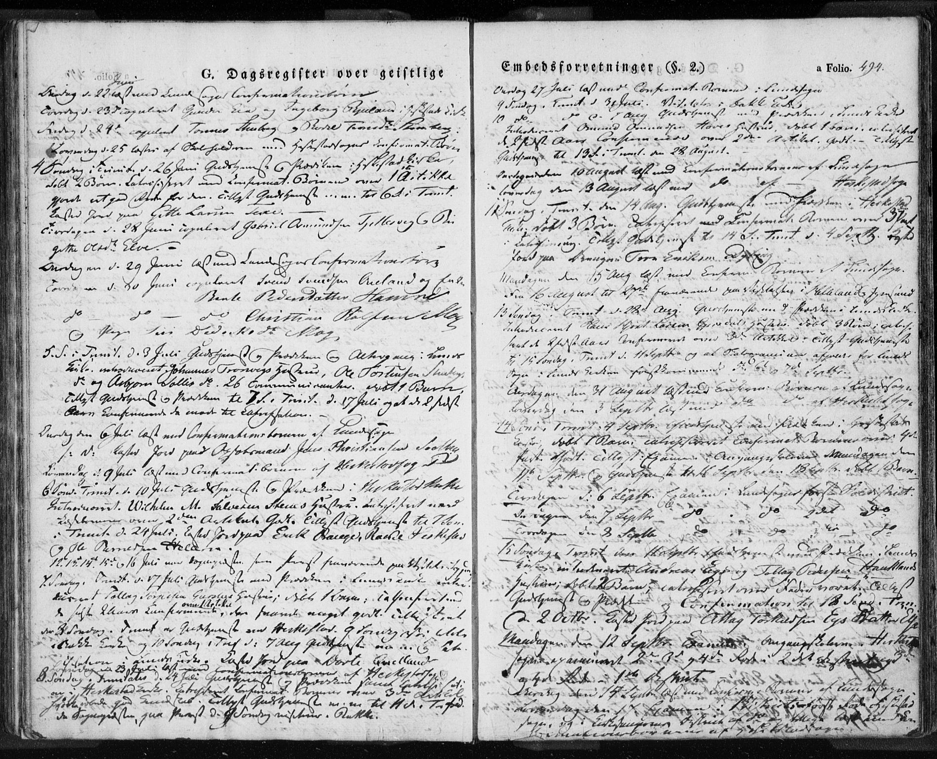 Lund sokneprestkontor, SAST/A-101809/S06/L0008: Parish register (official) no. A 7.2, 1833-1854, p. 494