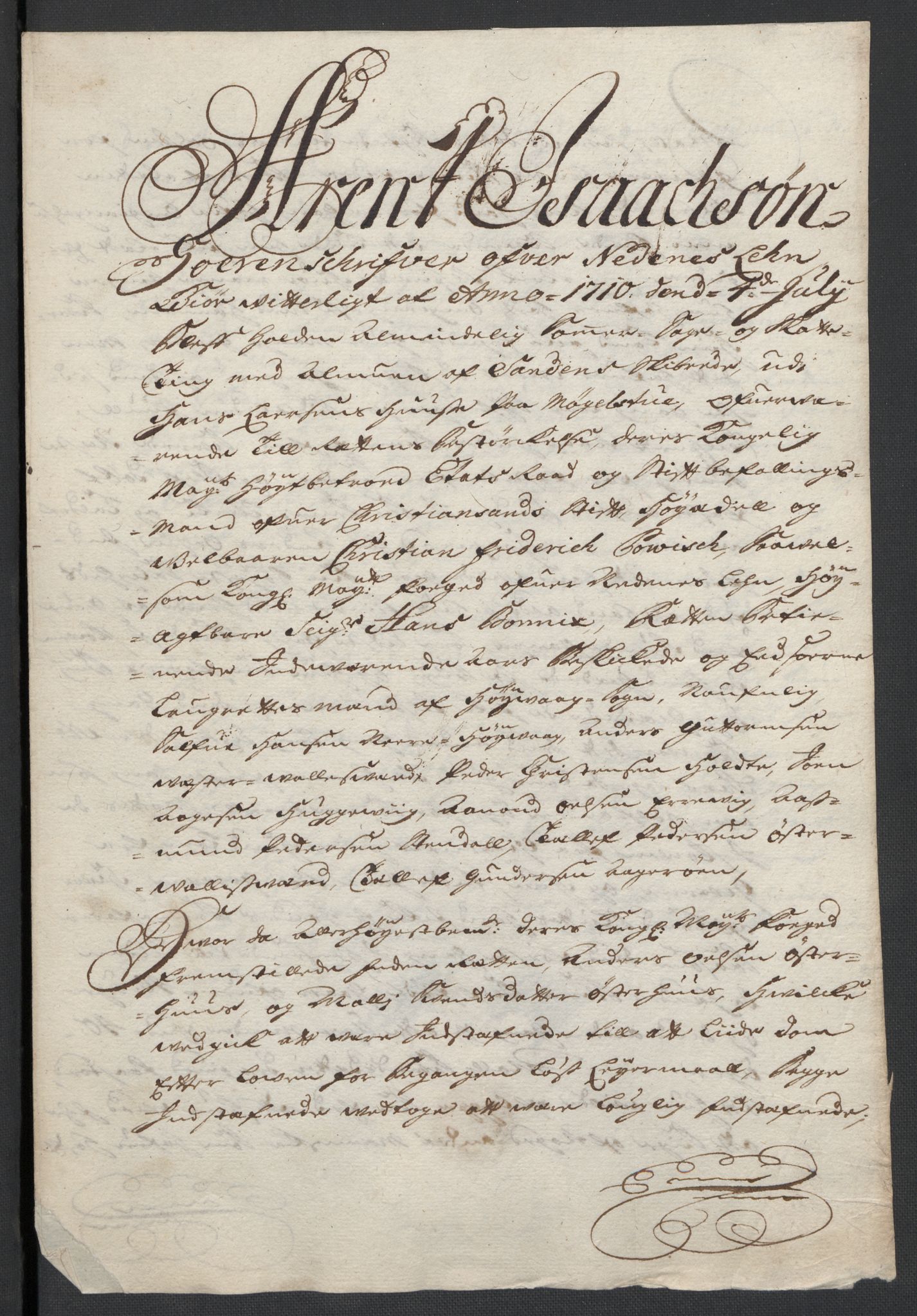 Rentekammeret inntil 1814, Reviderte regnskaper, Fogderegnskap, AV/RA-EA-4092/R39/L2319: Fogderegnskap Nedenes, 1710-1711, p. 23