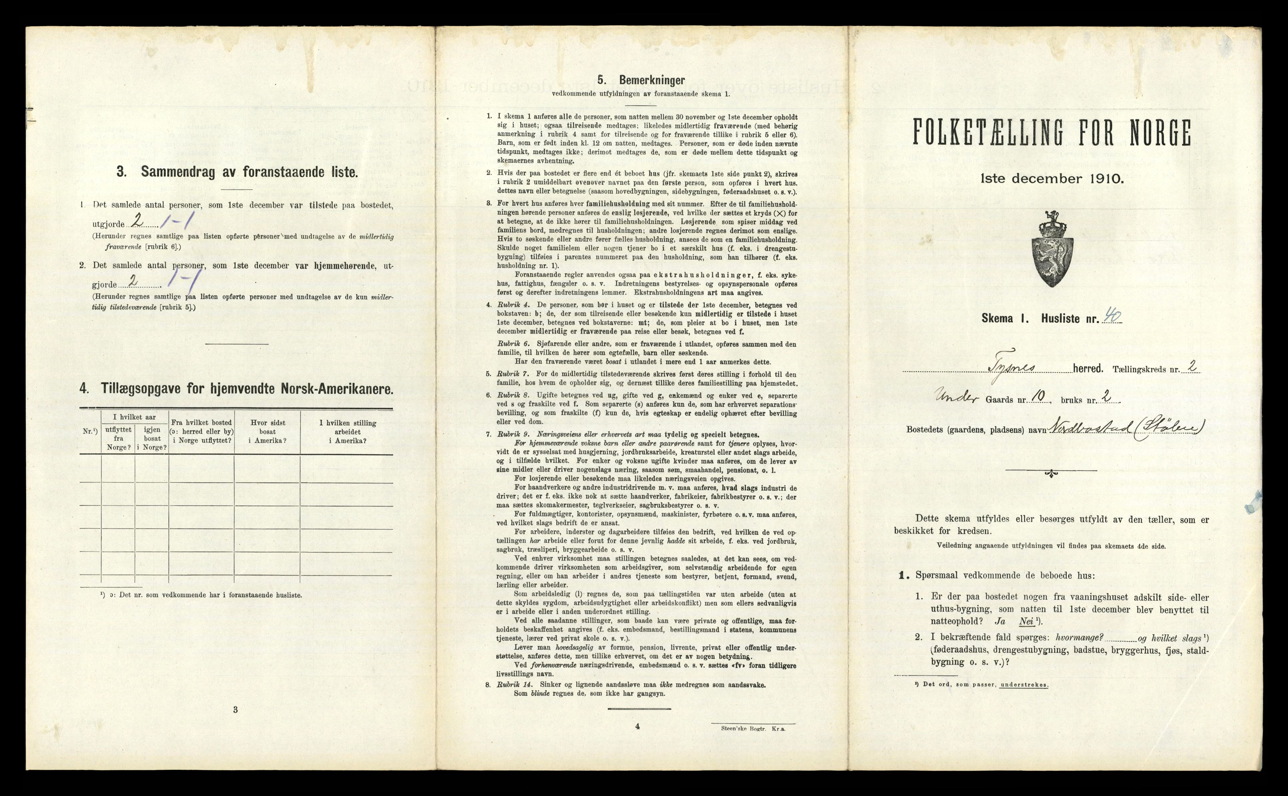 RA, 1910 census for Tysnes, 1910, p. 218