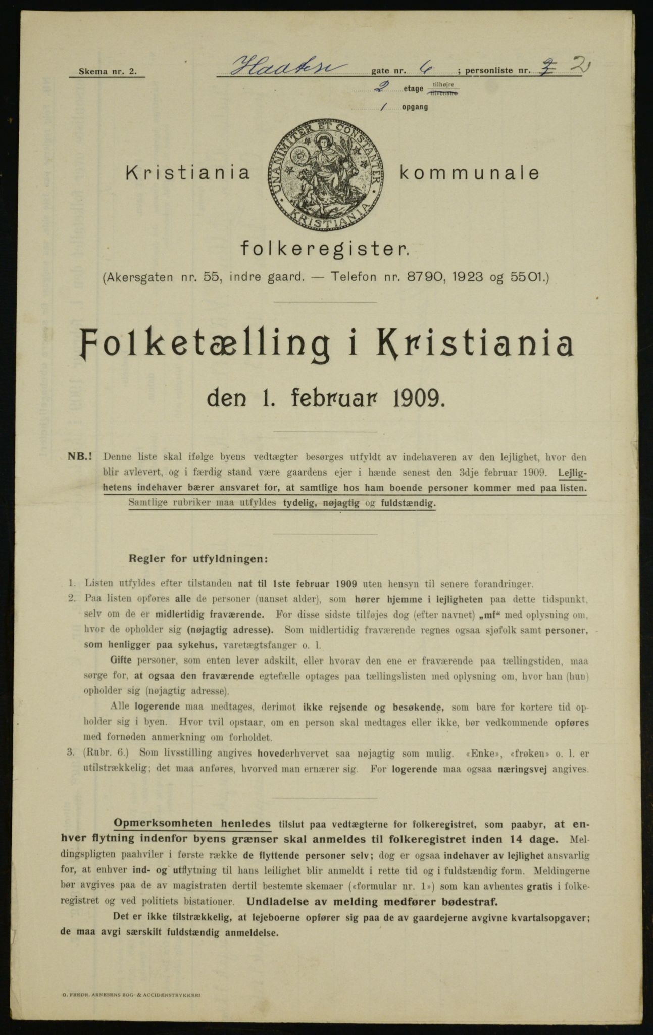 OBA, Municipal Census 1909 for Kristiania, 1909, p. 37580