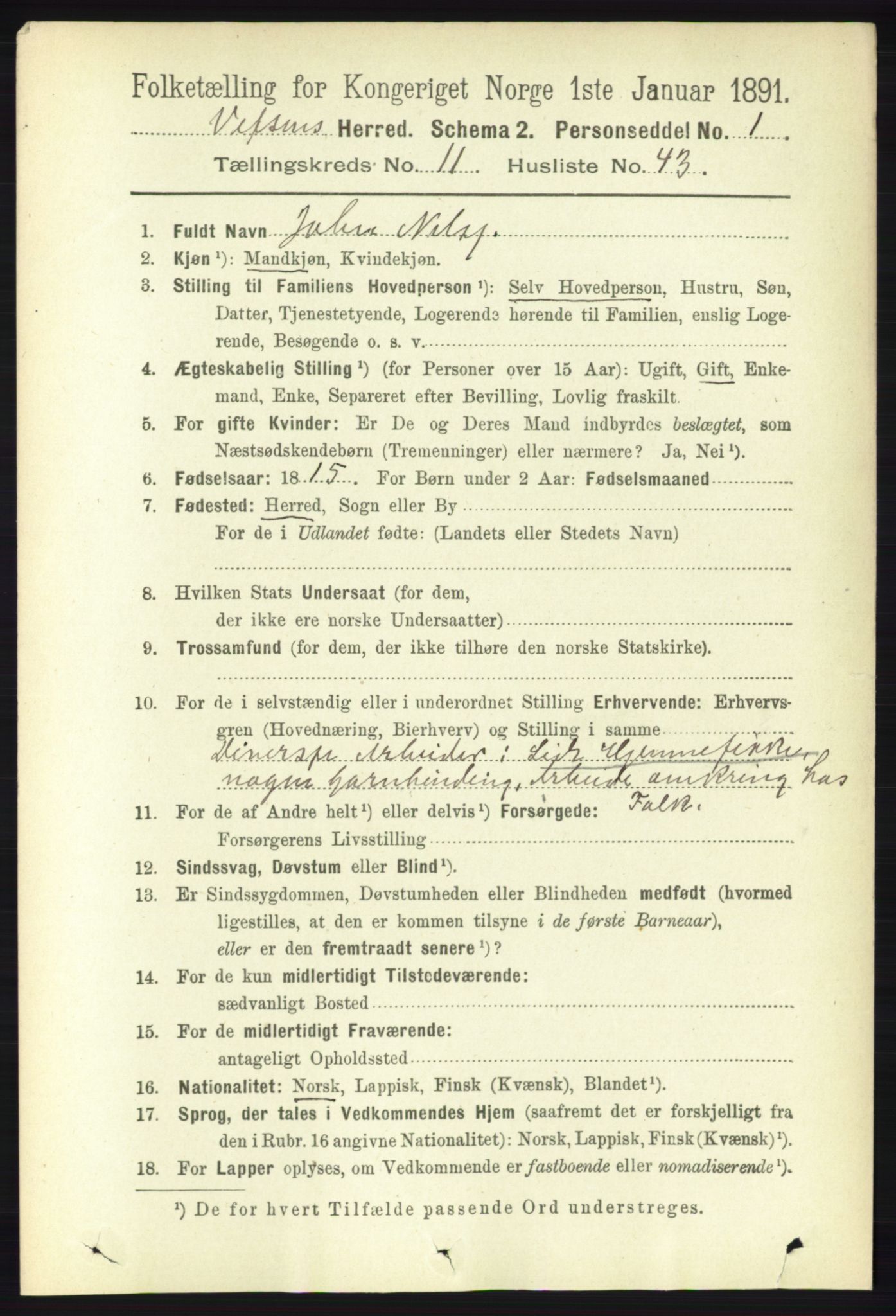 RA, 1891 census for 1824 Vefsn, 1891, p. 5901