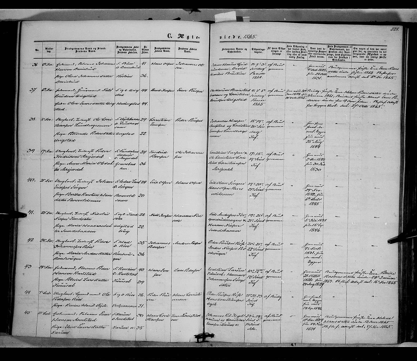 Vestre Toten prestekontor, AV/SAH-PREST-108/H/Ha/Haa/L0007: Parish register (official) no. 7, 1862-1869, p. 228