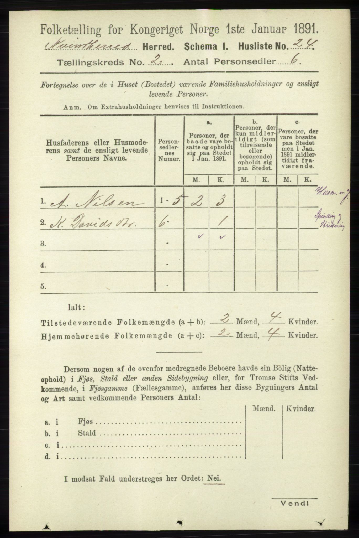 RA, 1891 census for 1224 Kvinnherad, 1891, p. 616