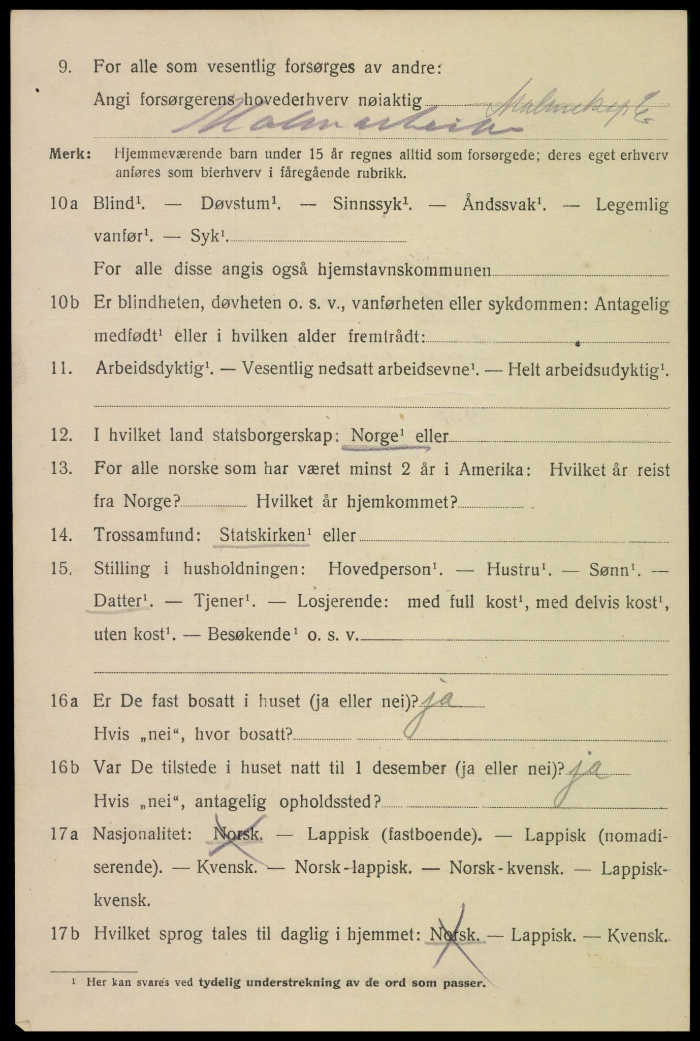 SAT, 1920 census for Narvik, 1920, p. 8815
