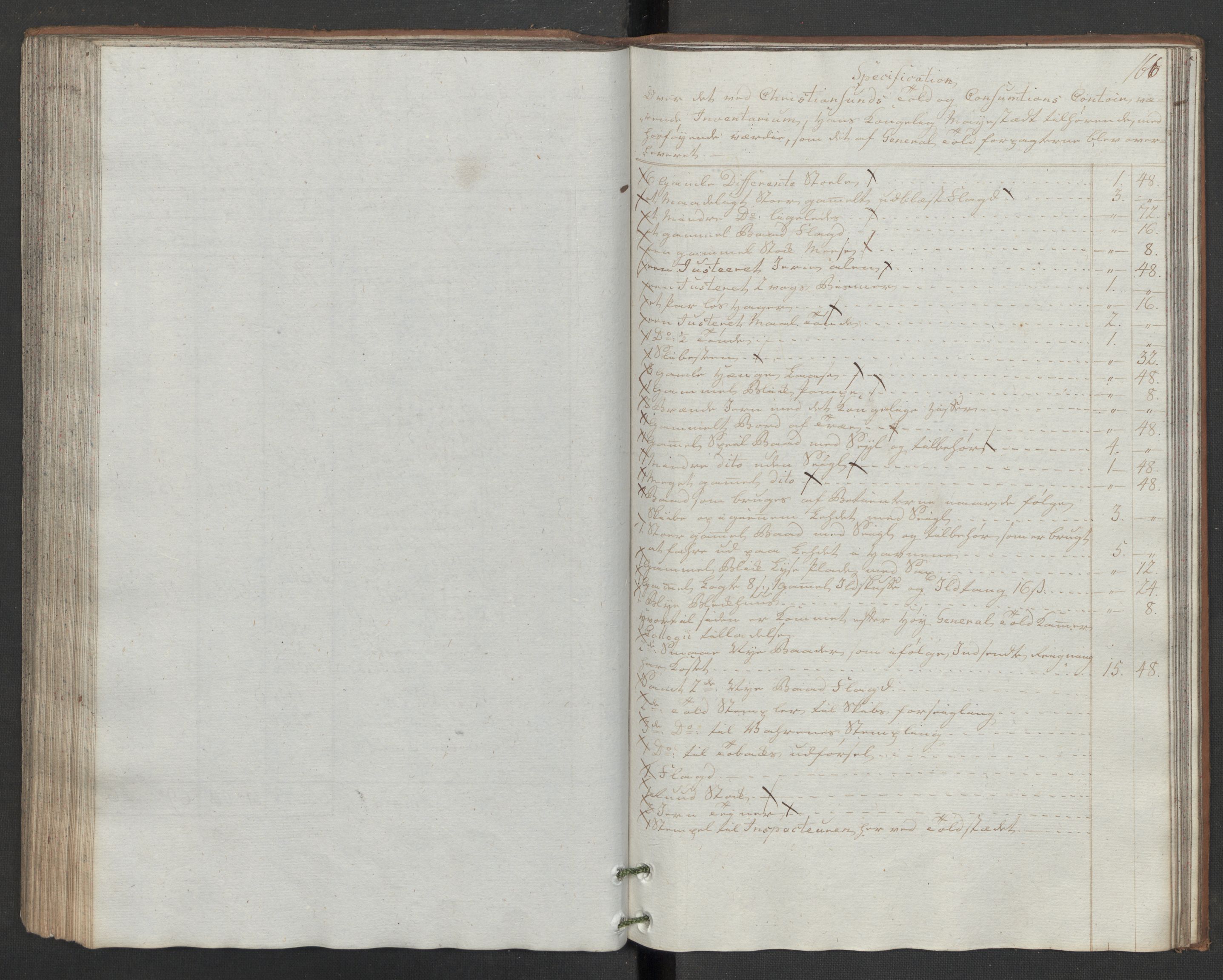 Generaltollkammeret, tollregnskaper, RA/EA-5490/R32/L0043/0001: Tollregnskaper Kristiansund / Hovedtollbok, 1786, p. 165b-166a