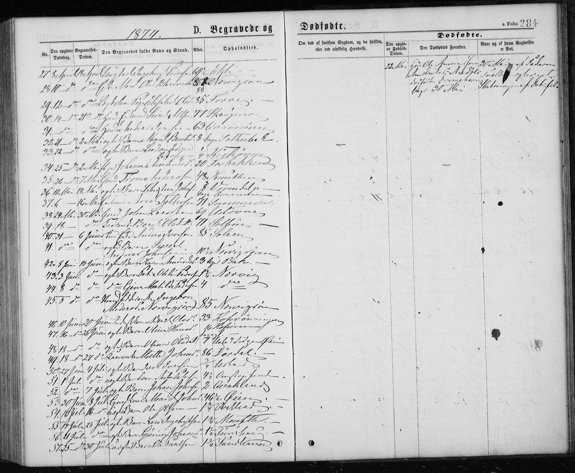 Ministerialprotokoller, klokkerbøker og fødselsregistre - Sør-Trøndelag, SAT/A-1456/668/L0817: Parish register (copy) no. 668C06, 1873-1884, p. 284