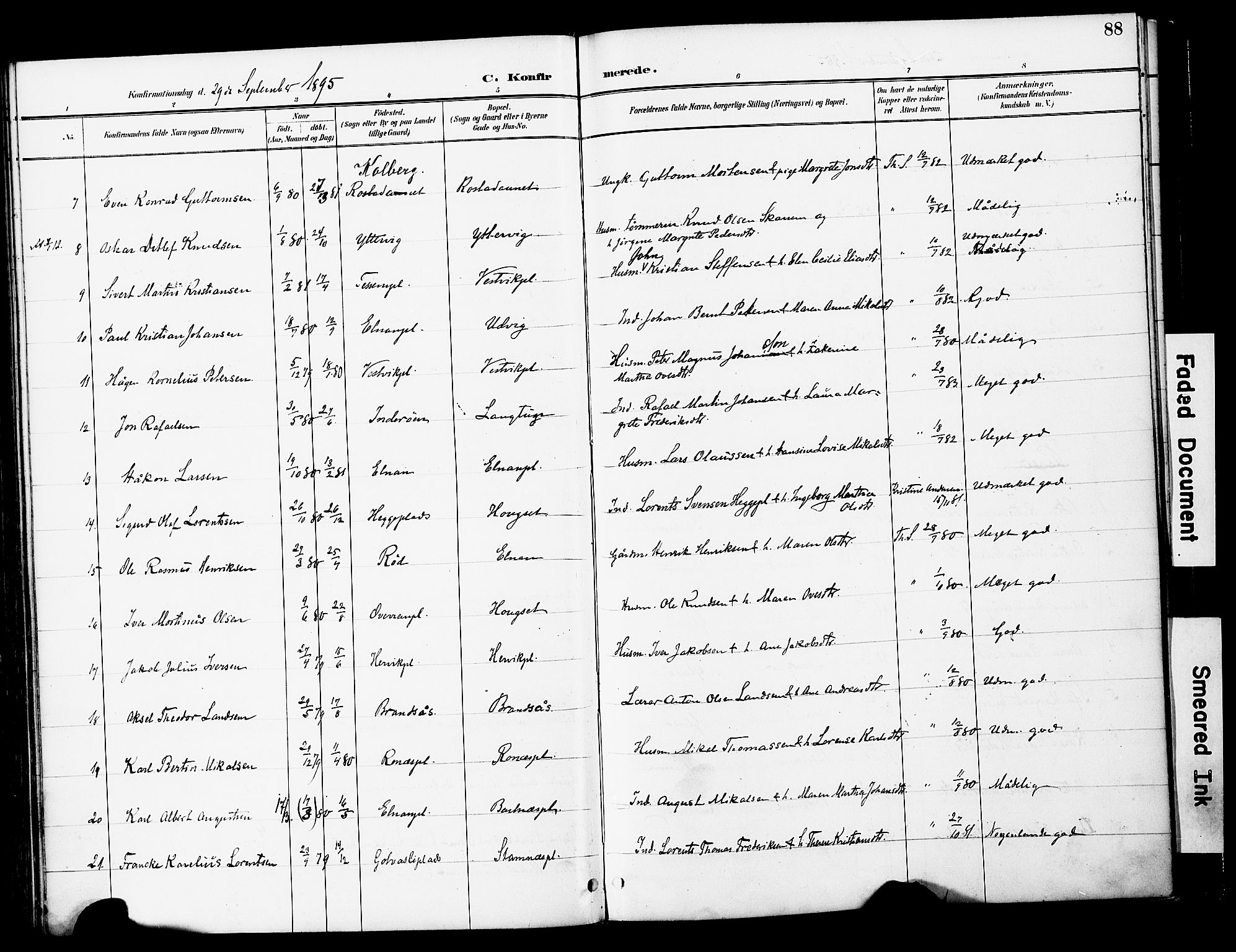 Ministerialprotokoller, klokkerbøker og fødselsregistre - Nord-Trøndelag, SAT/A-1458/741/L0396: Parish register (official) no. 741A10, 1889-1901, p. 88