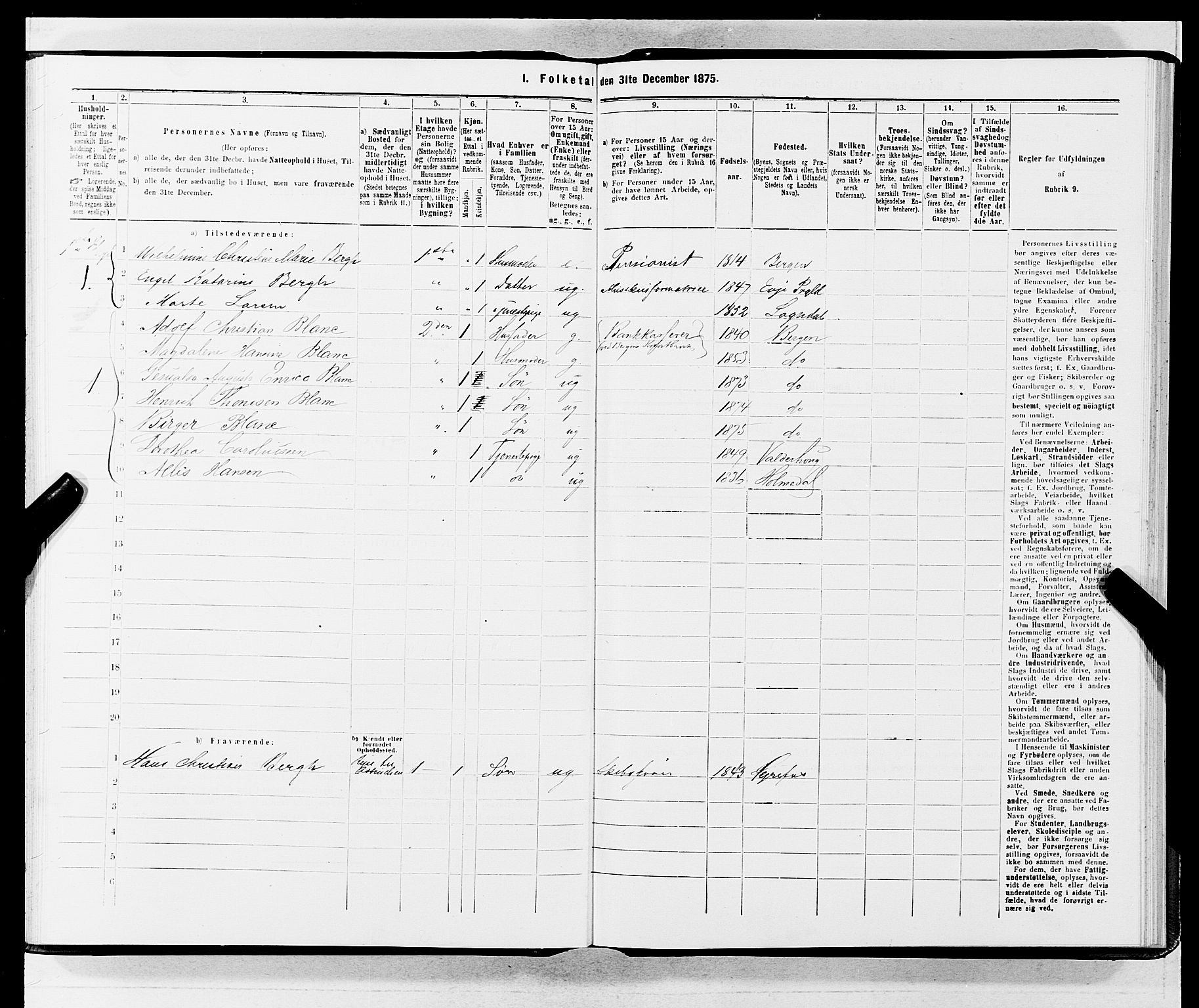 SAB, 1875 census for 1301 Bergen, 1875, p. 4008