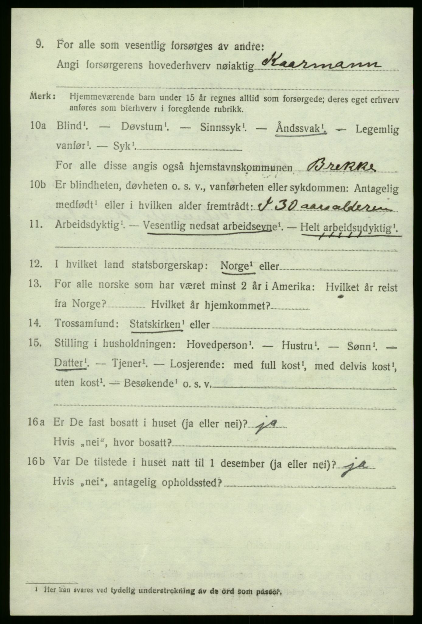 SAB, 1920 census for Brekke, 1920, p. 1473