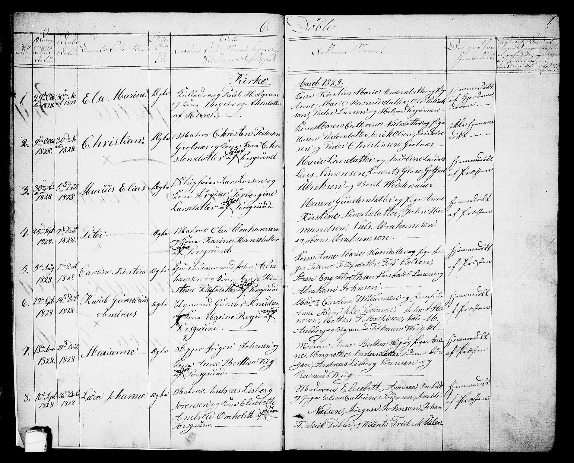 Porsgrunn kirkebøker , SAKO/A-104/G/Gb/L0002: Parish register (copy) no. II 2, 1828-1841, p. 1