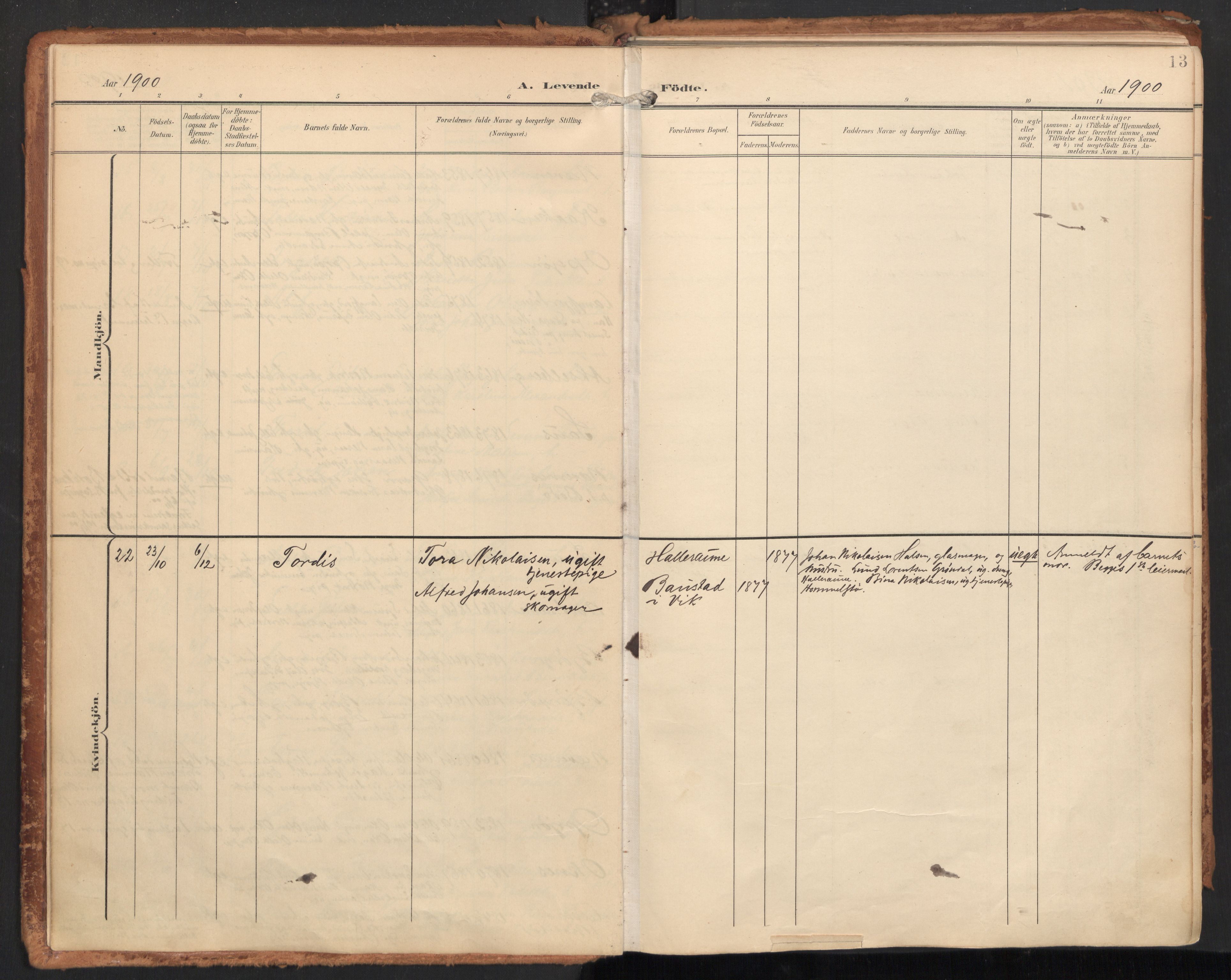 Ministerialprotokoller, klokkerbøker og fødselsregistre - Nordland, SAT/A-1459/814/L0227: Parish register (official) no. 814A08, 1899-1920, p. 13