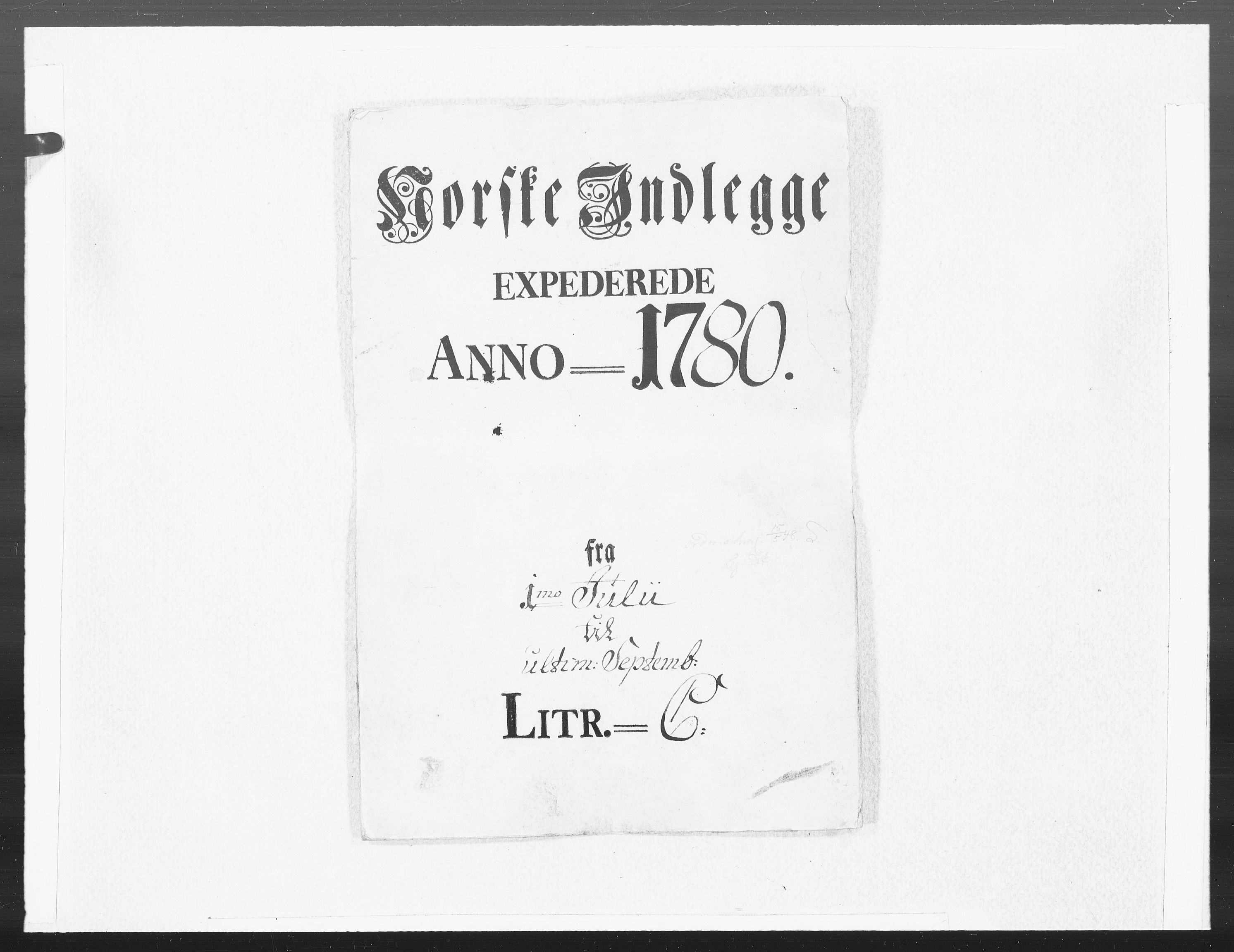 Danske Kanselli 1572-1799, AV/RA-EA-3023/F/Fc/Fcc/Fcca/L0235: Norske innlegg 1572-1799, 1780, p. 1