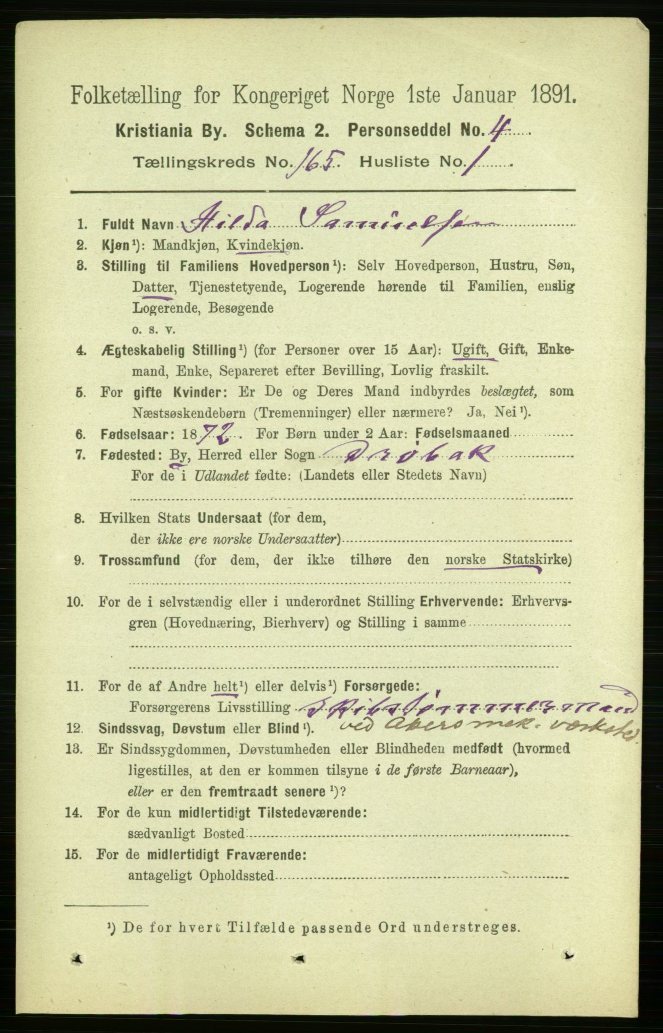 RA, 1891 census for 0301 Kristiania, 1891, p. 95347