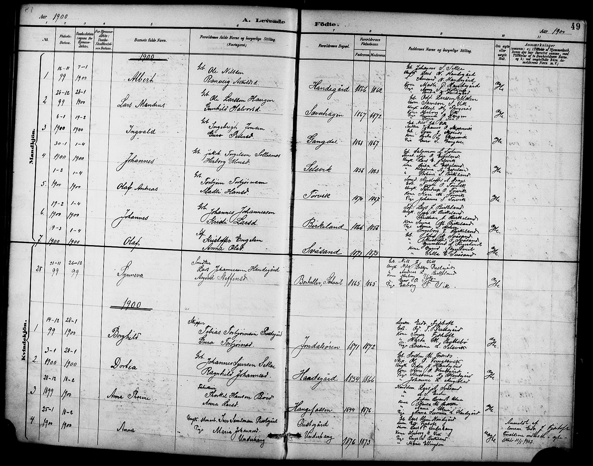 Ullensvang sokneprestembete, AV/SAB-A-78701/H/Hab: Parish register (copy) no. D 1, 1891-1908, p. 49