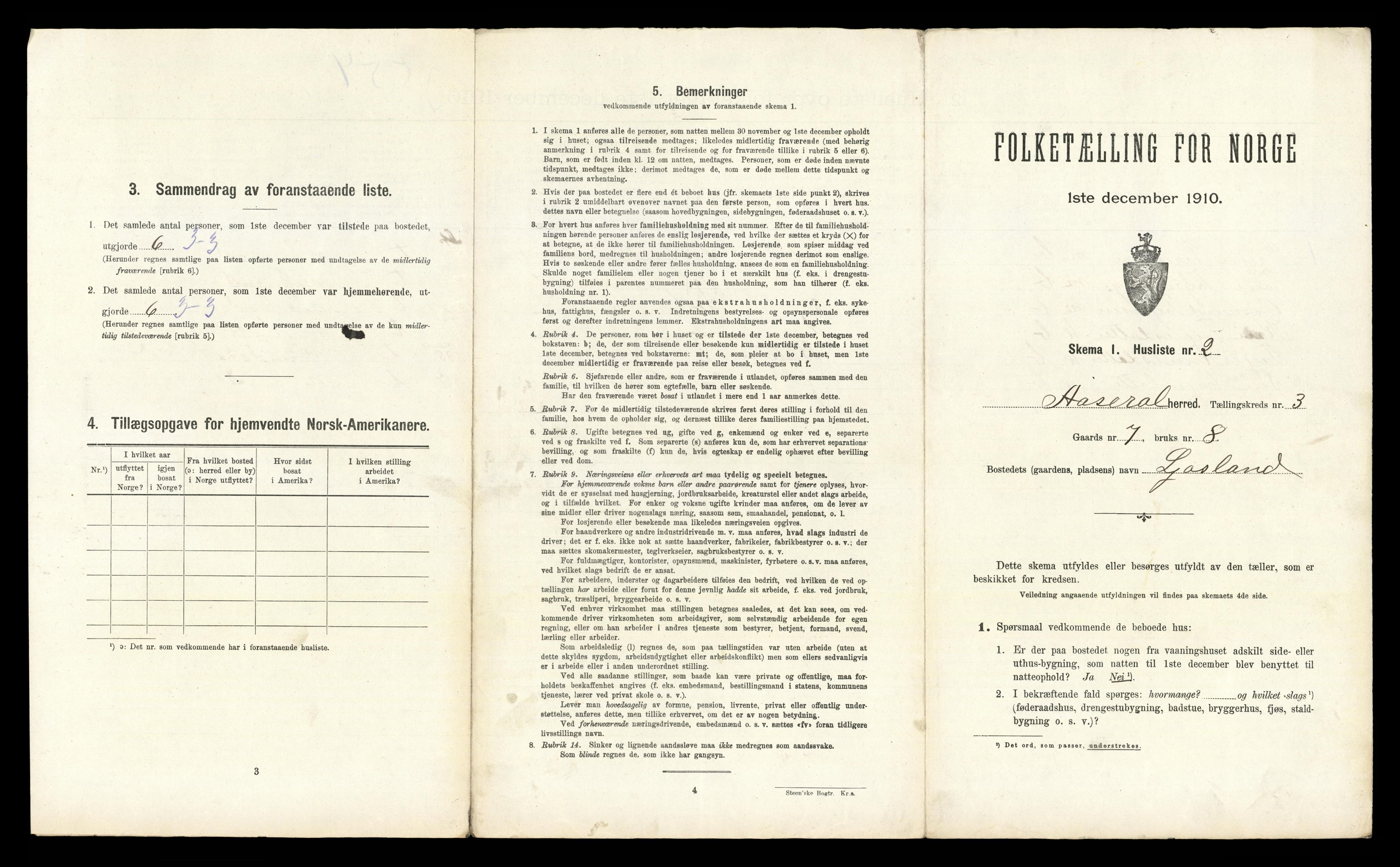 RA, 1910 census for Åseral, 1910, p. 135