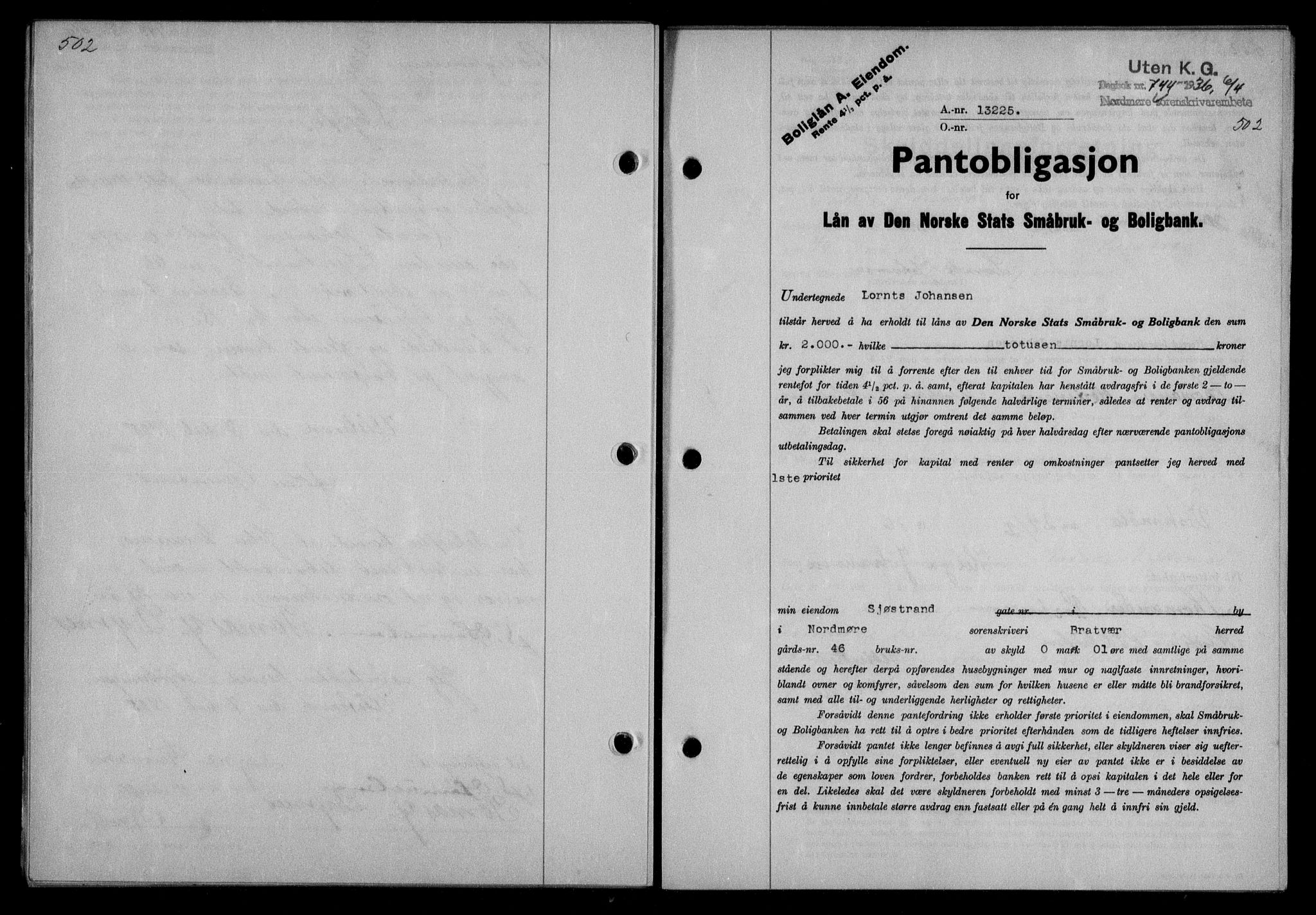 Nordmøre sorenskriveri, AV/SAT-A-4132/1/2/2Ca/L0087: Mortgage book no. 77, 1935-1936, Deed date: 06.04.1936