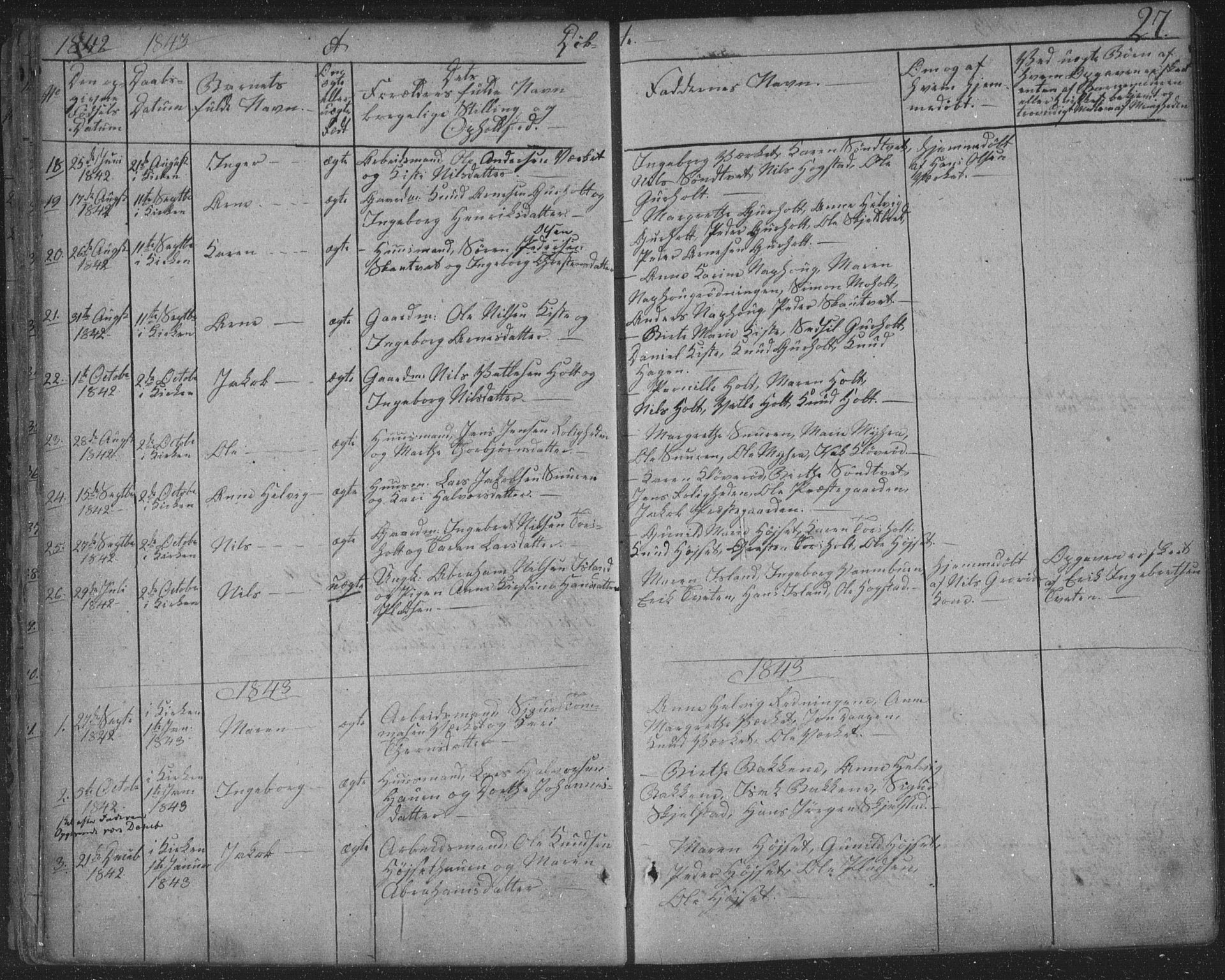 Siljan kirkebøker, SAKO/A-300/F/Fa/L0001: Parish register (official) no. 1, 1831-1870, p. 27