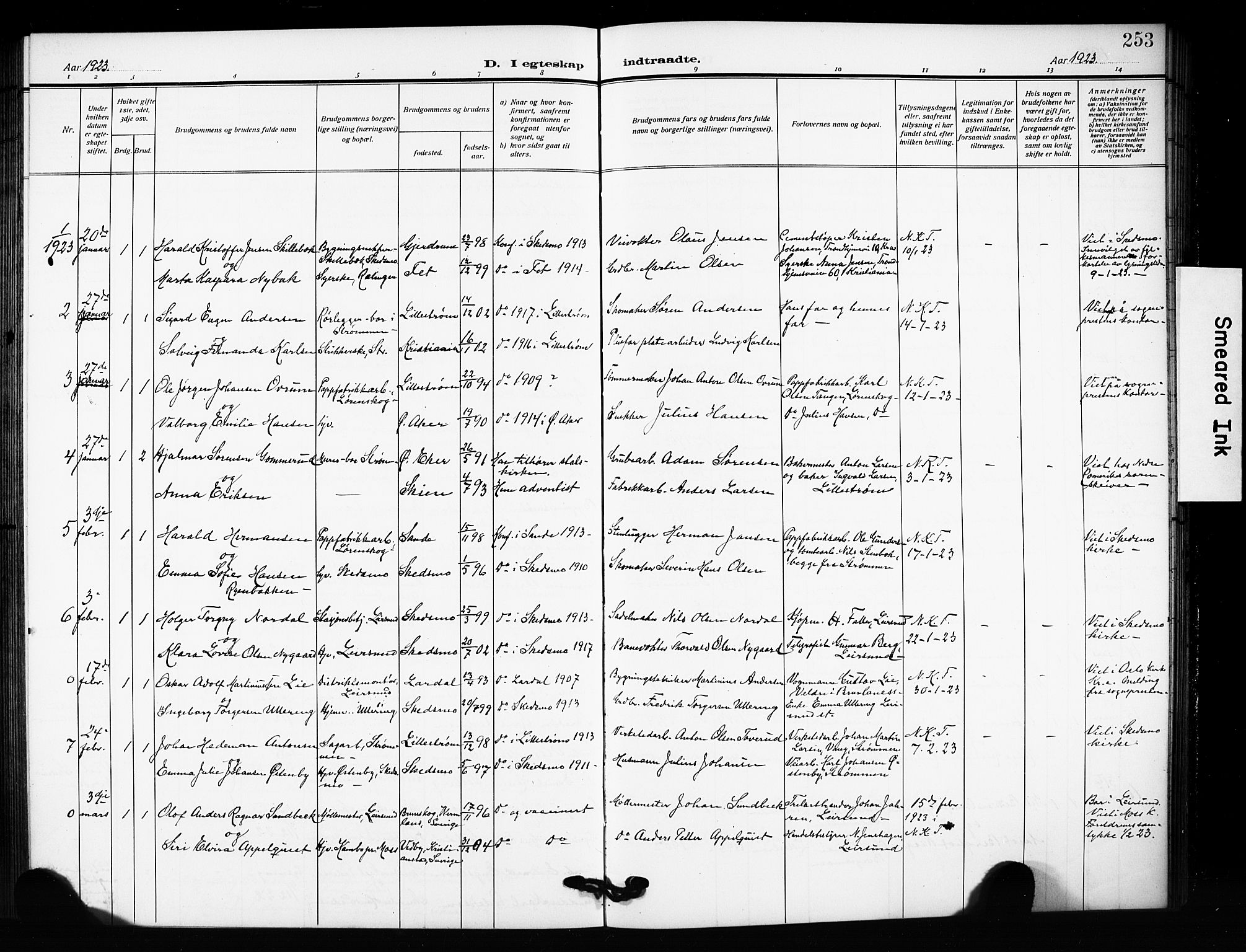 Skedsmo prestekontor Kirkebøker, AV/SAO-A-10033a/G/Ga/L0006: Parish register (copy) no. I 6, 1912-1926, p. 253