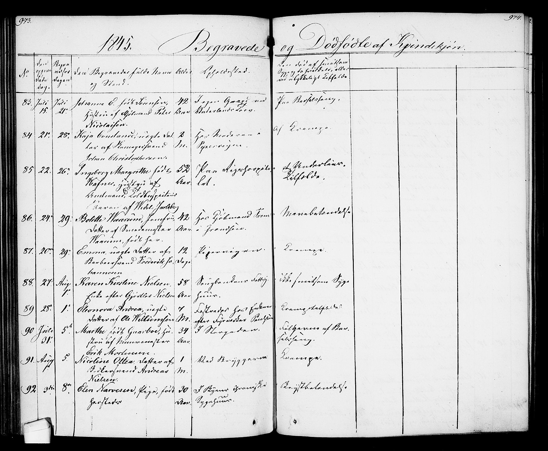 Oslo domkirke Kirkebøker, SAO/A-10752/F/Fa/L0024: Parish register (official) no. 24, 1833-1846, p. 973-974