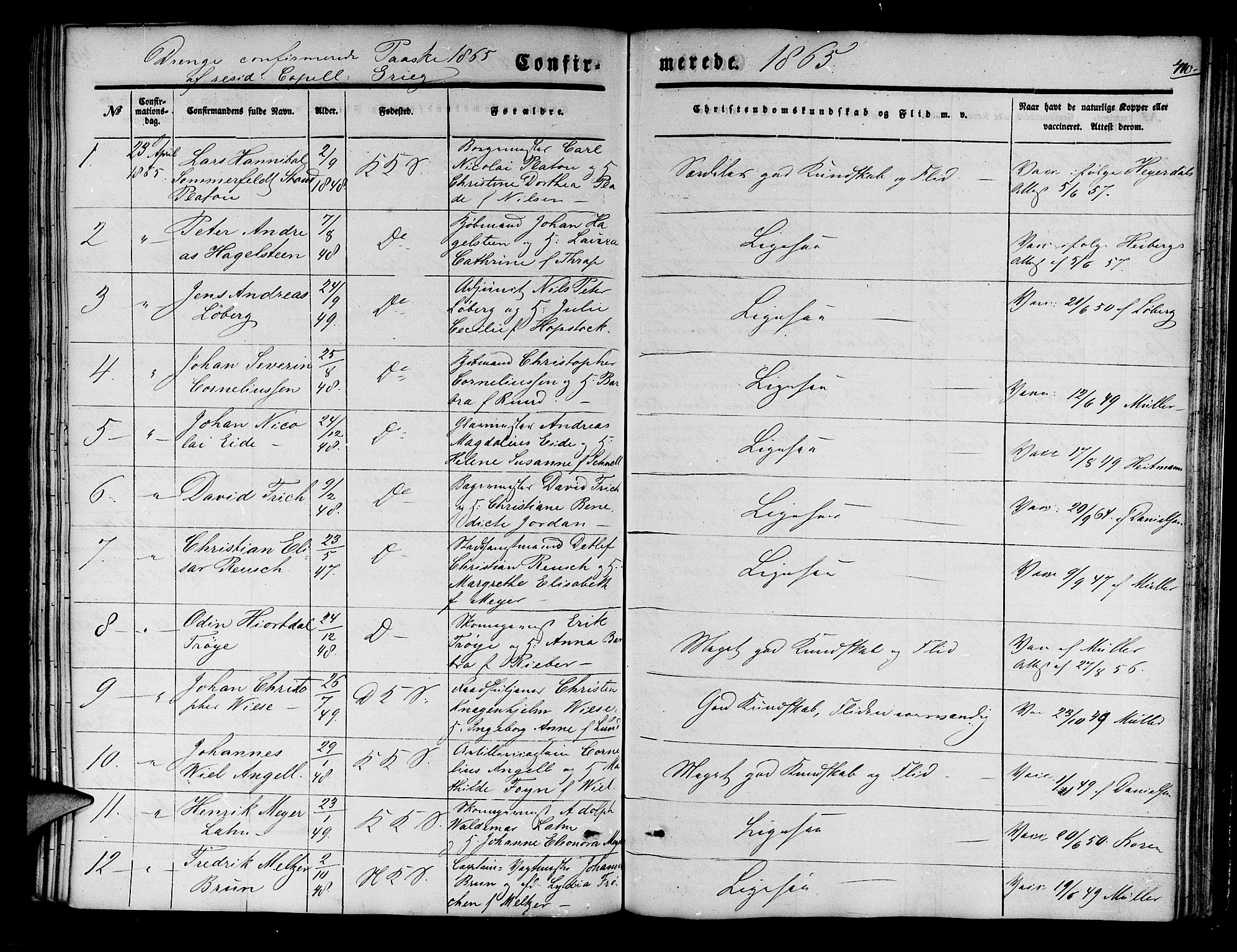 Korskirken sokneprestembete, SAB/A-76101/H/Hab: Parish register (copy) no. C 1, 1839-1868, p. 410