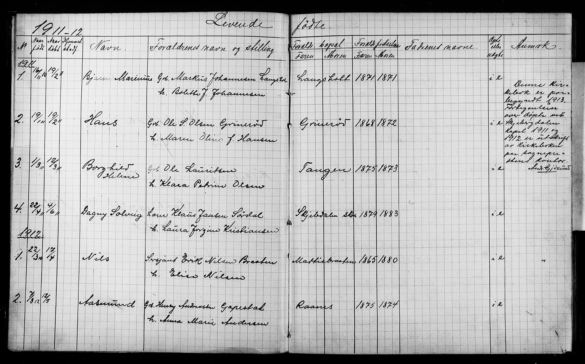 Skjeberg prestekontor Kirkebøker, SAO/A-10923/G/Gc/L0001: Parish register (copy) no. III 1, 1911-1918