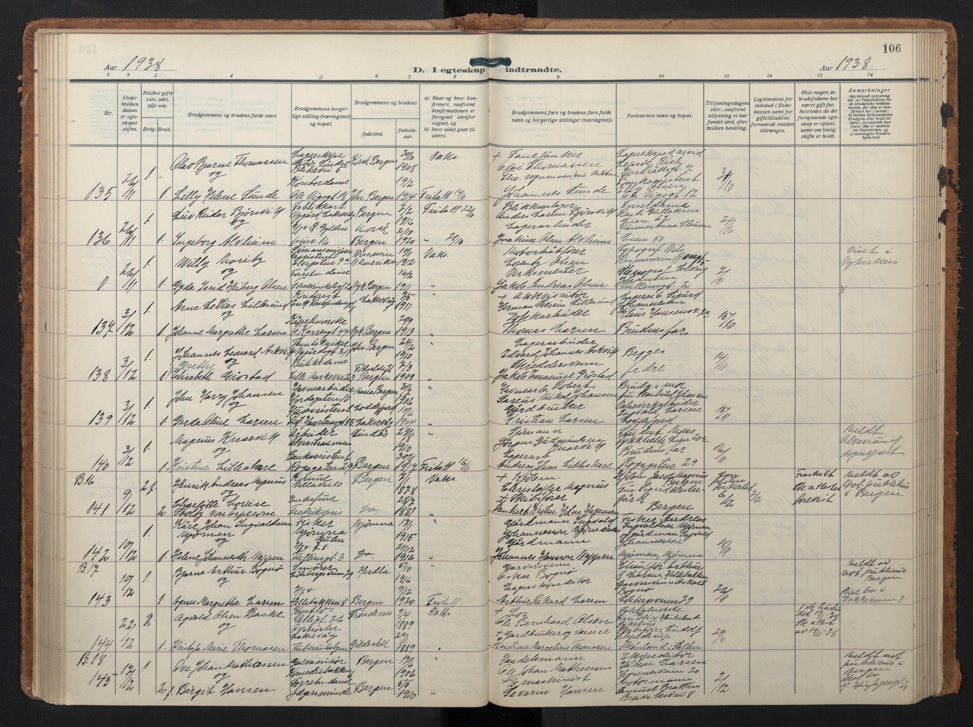 Johanneskirken sokneprestembete, AV/SAB-A-76001/H/Hab: Parish register (copy) no. C 3, 1929-1949, p. 105b-106a