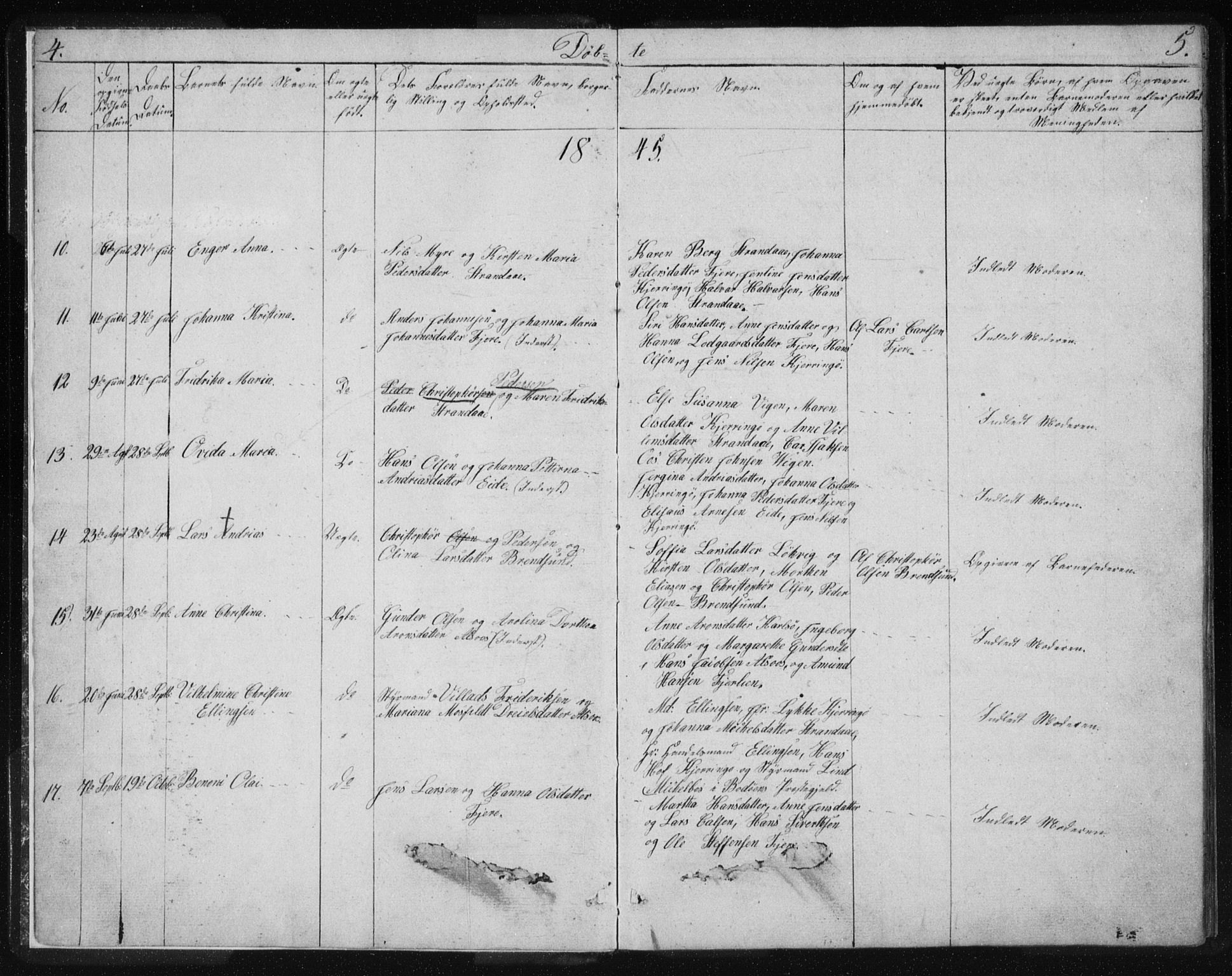 Ministerialprotokoller, klokkerbøker og fødselsregistre - Nordland, SAT/A-1459/803/L0074: Parish register (copy) no. 803C01, 1845-1866, p. 4-5
