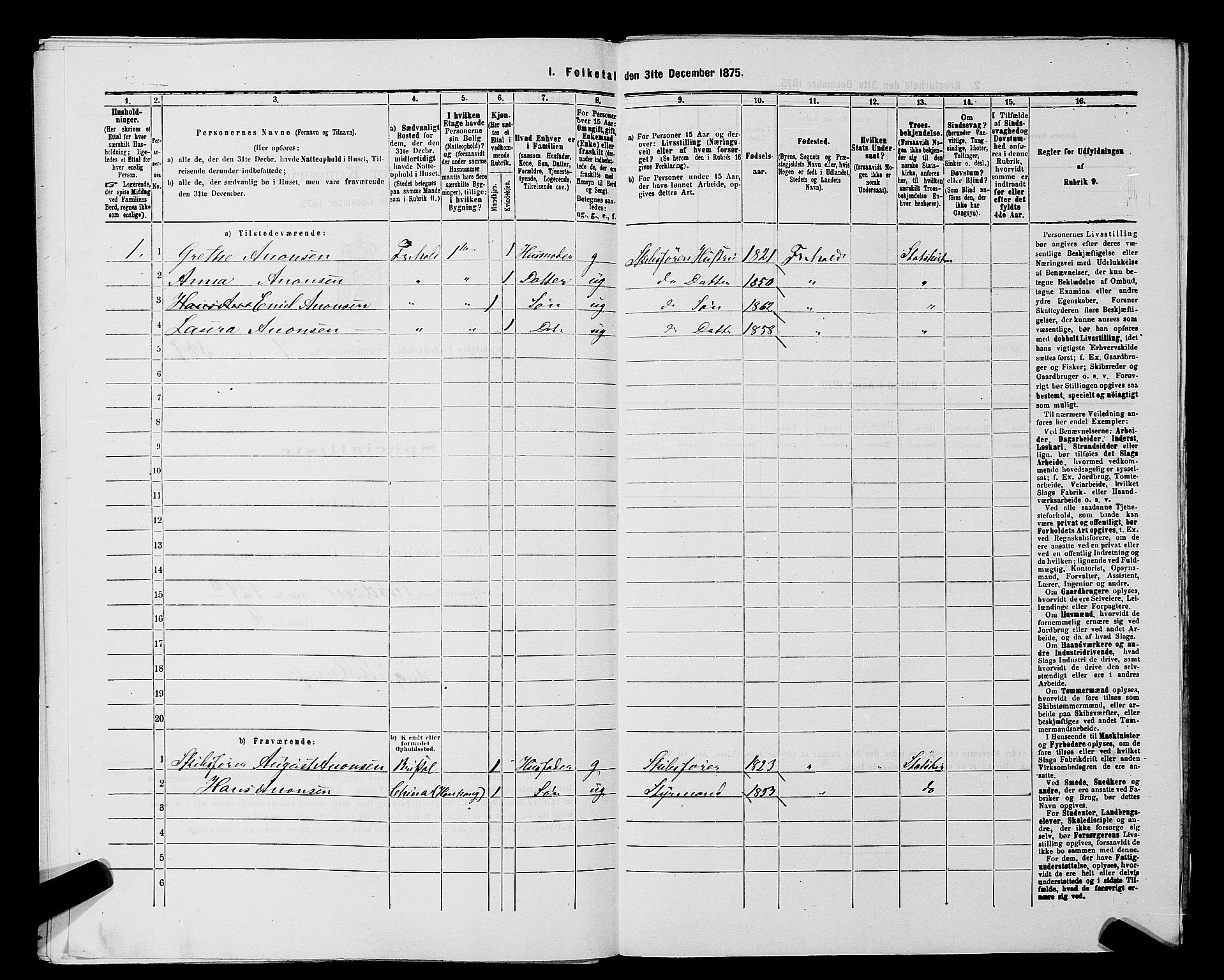 RA, 1875 census for 0101P Fredrikshald, 1875, p. 952