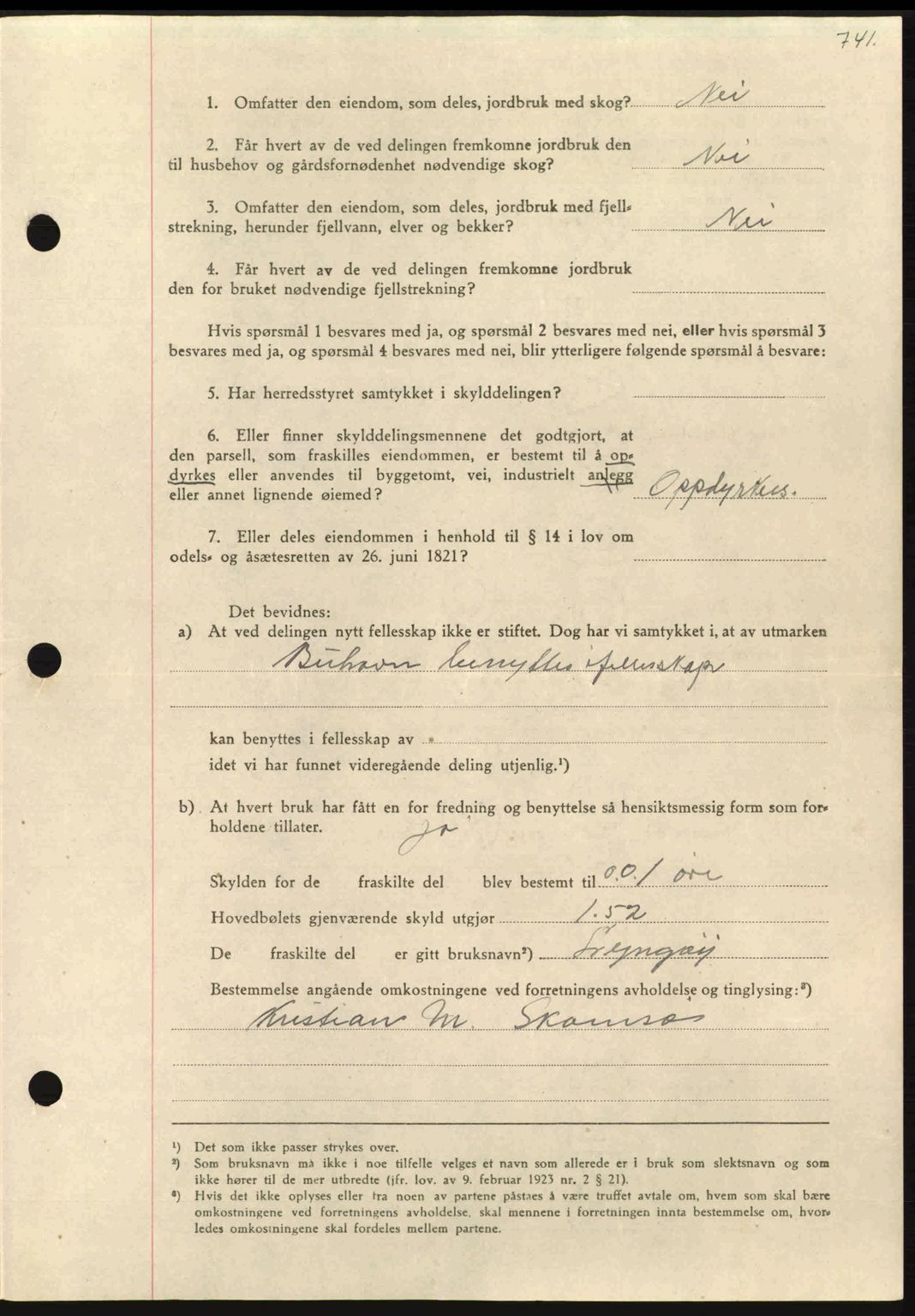 Nordmøre sorenskriveri, AV/SAT-A-4132/1/2/2Ca: Mortgage book no. A97, 1944-1944, Diary no: : 1036/1944