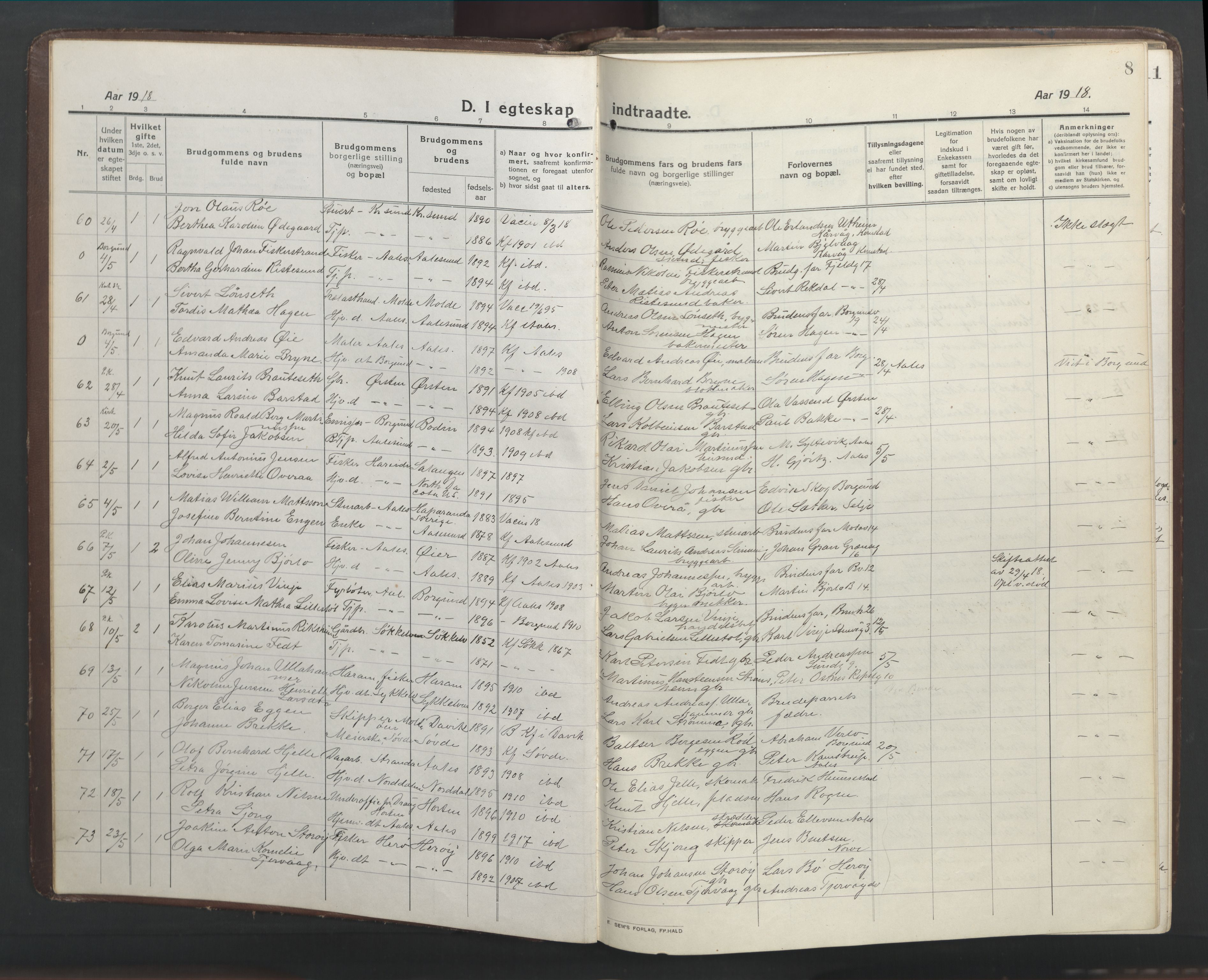 Ministerialprotokoller, klokkerbøker og fødselsregistre - Møre og Romsdal, AV/SAT-A-1454/529/L0473: Parish register (copy) no. 529C10, 1918-1941, p. 8