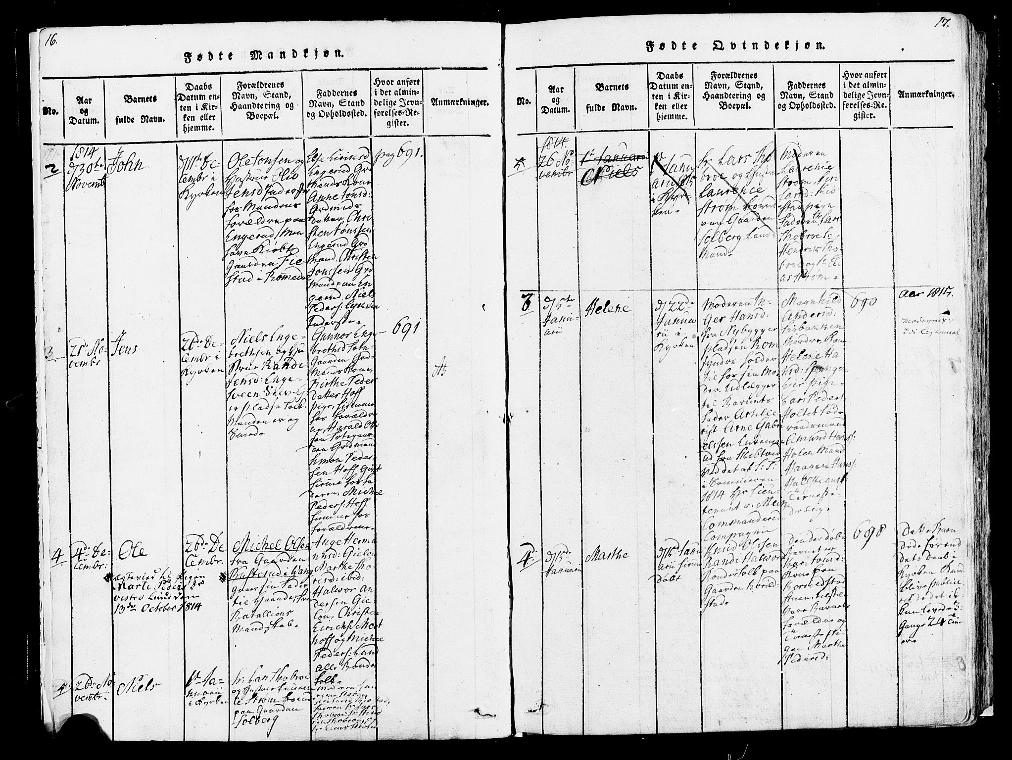 Løten prestekontor, SAH/PREST-022/K/Ka/L0005: Parish register (official) no. 5, 1814-1832, p. 16-17