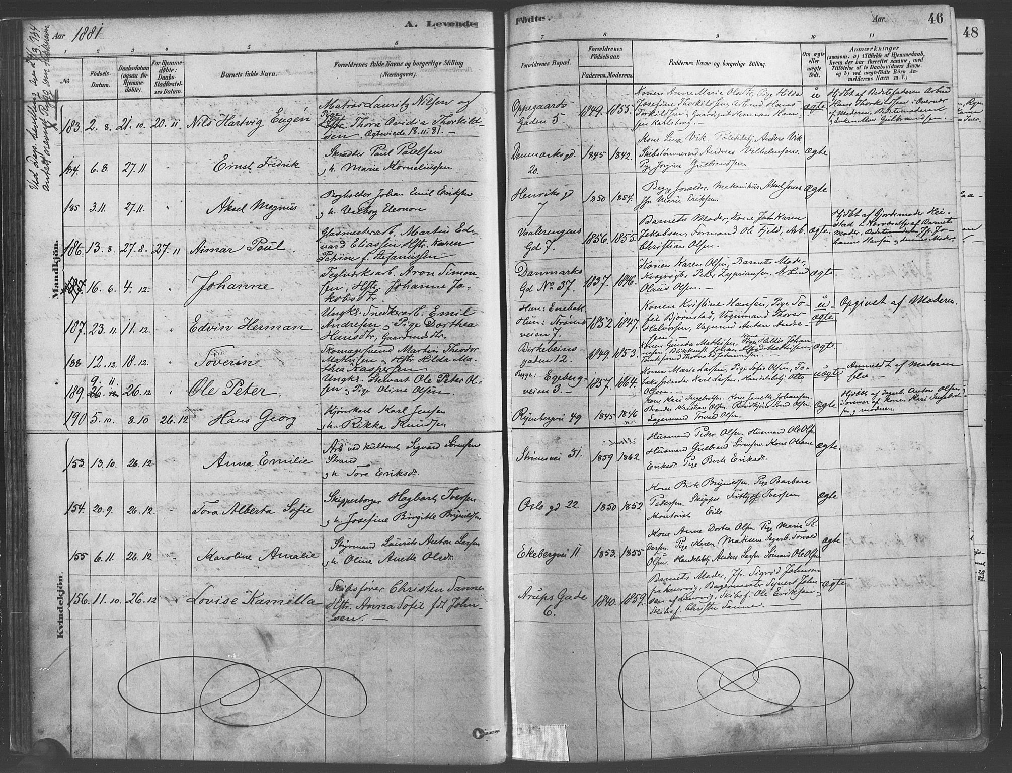 Gamlebyen prestekontor Kirkebøker, AV/SAO-A-10884/F/Fa/L0005: Parish register (official) no. 5, 1878-1889, p. 46