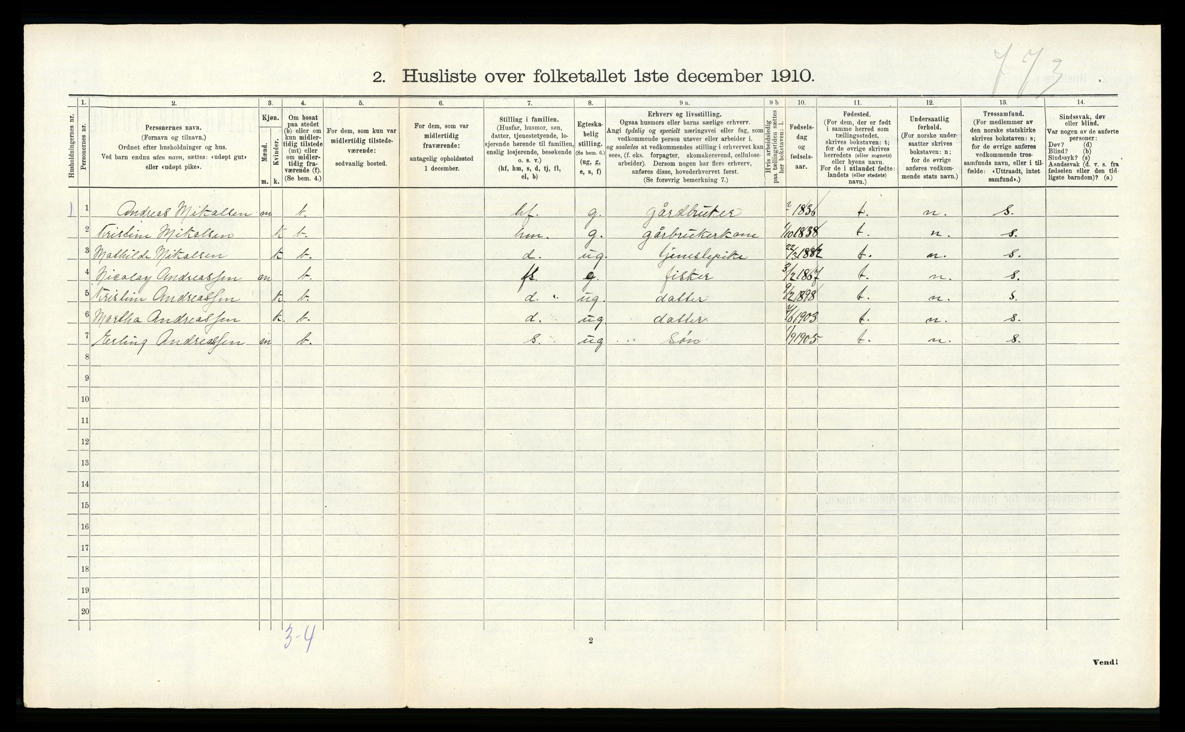 RA, 1910 census for Hamarøy, 1910, p. 107