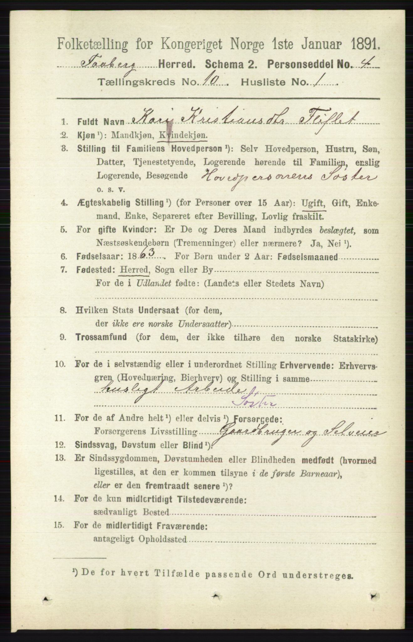 RA, 1891 census for 0524 Fåberg, 1891, p. 4109