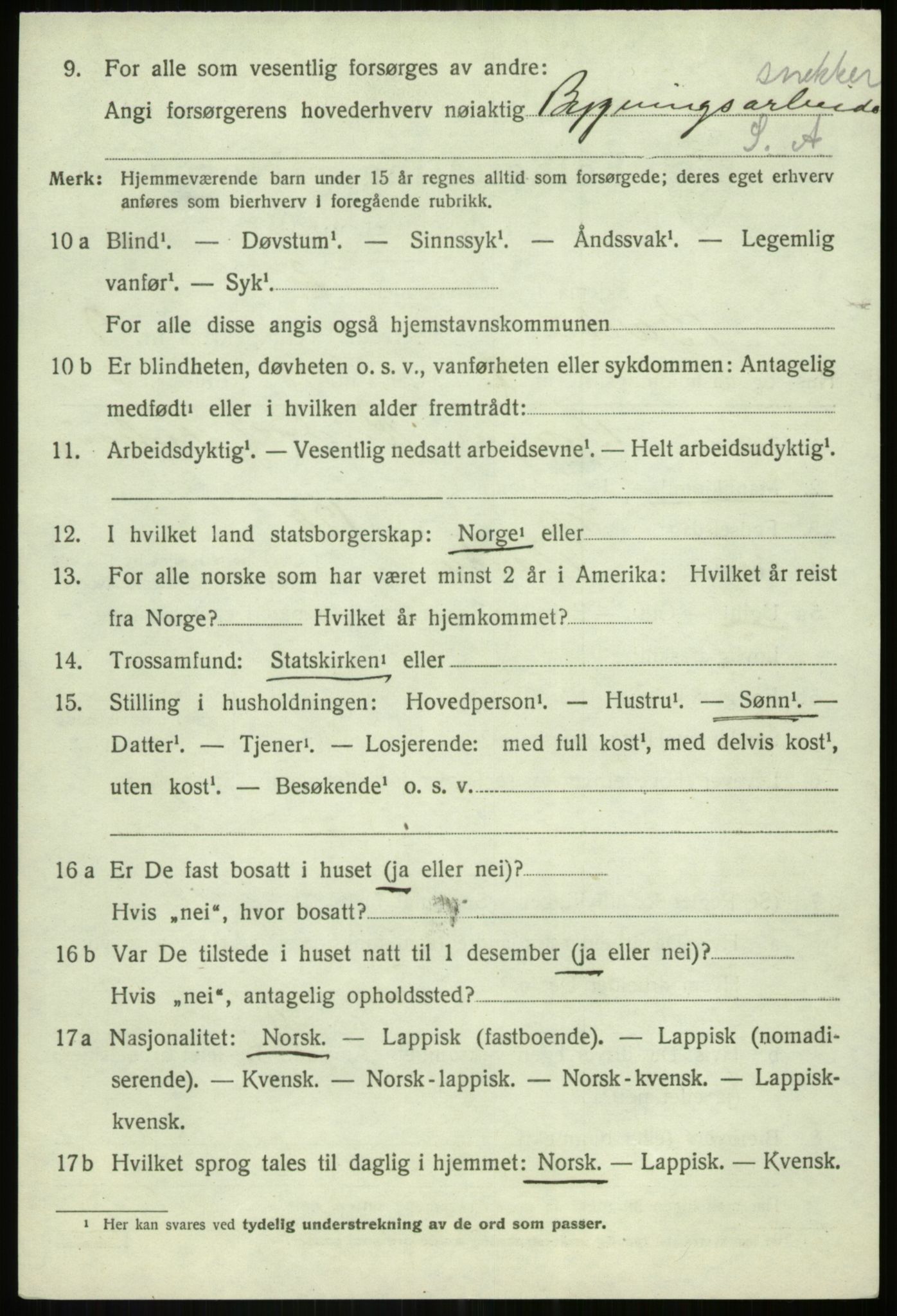 SATØ, 1920 census for Bardu, 1920, p. 3176