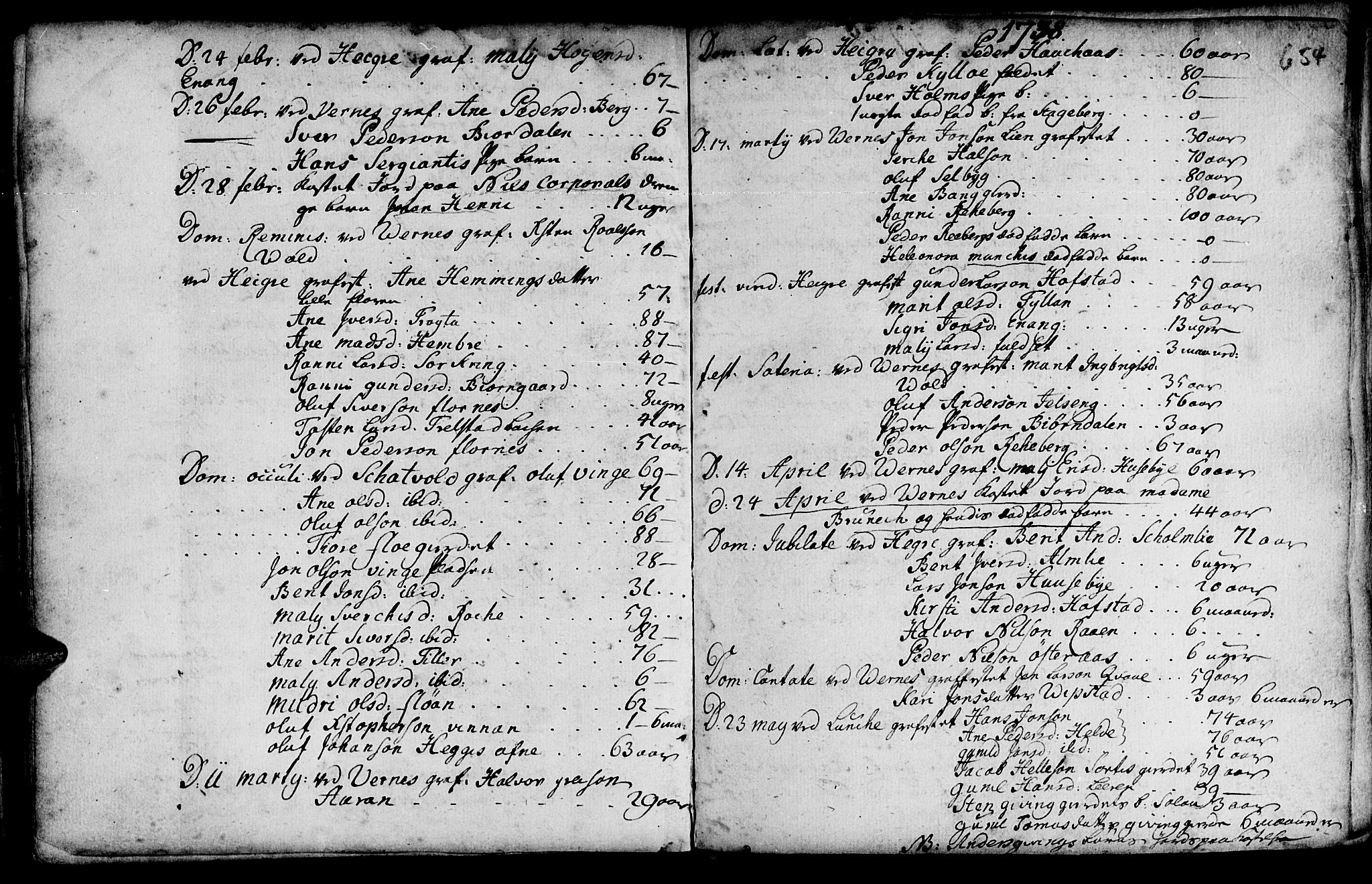 Ministerialprotokoller, klokkerbøker og fødselsregistre - Nord-Trøndelag, SAT/A-1458/709/L0055: Parish register (official) no. 709A03, 1730-1739, p. 653-654