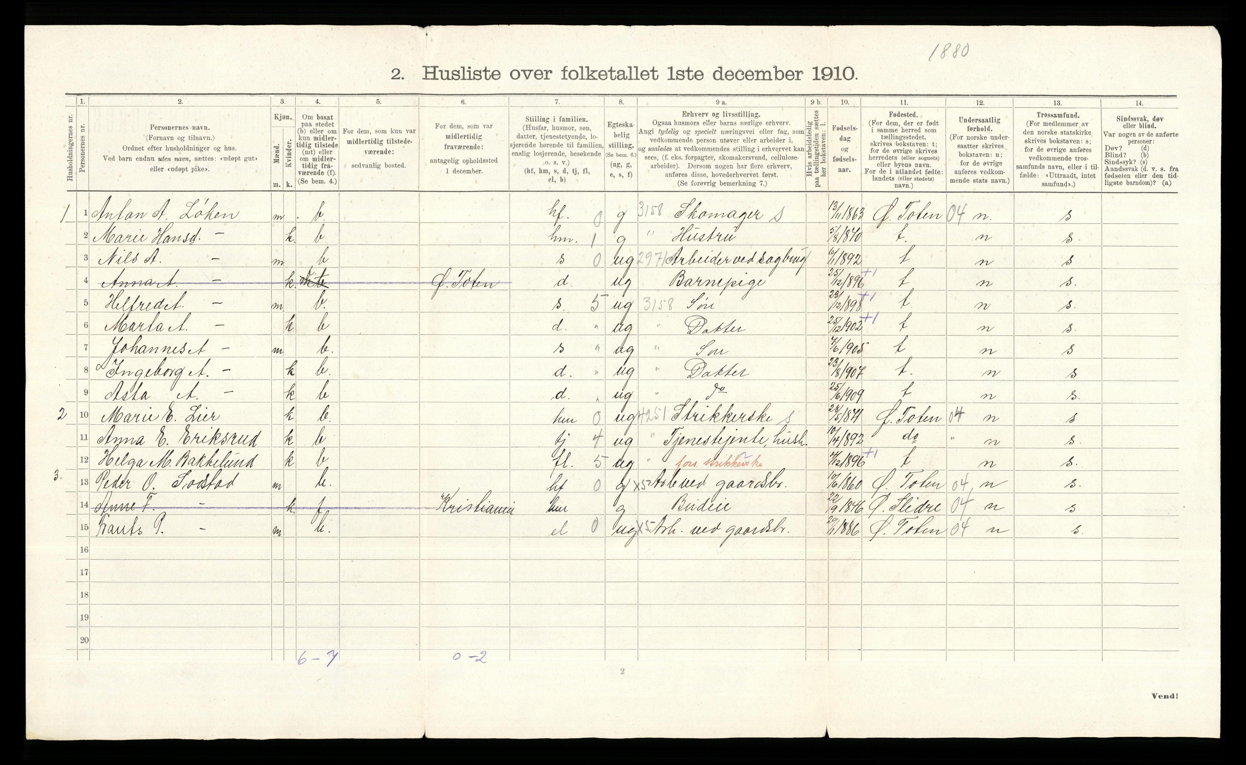 RA, 1910 census for Kolbu, 1910, p. 35