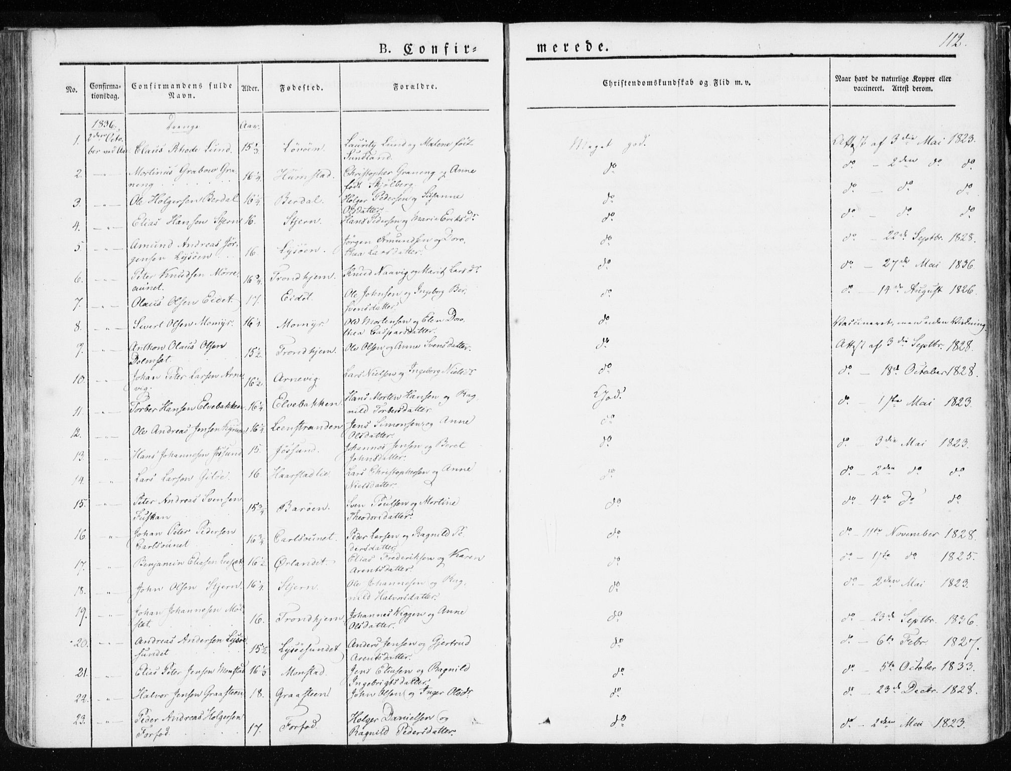 Ministerialprotokoller, klokkerbøker og fødselsregistre - Sør-Trøndelag, SAT/A-1456/655/L0676: Parish register (official) no. 655A05, 1830-1847, p. 112