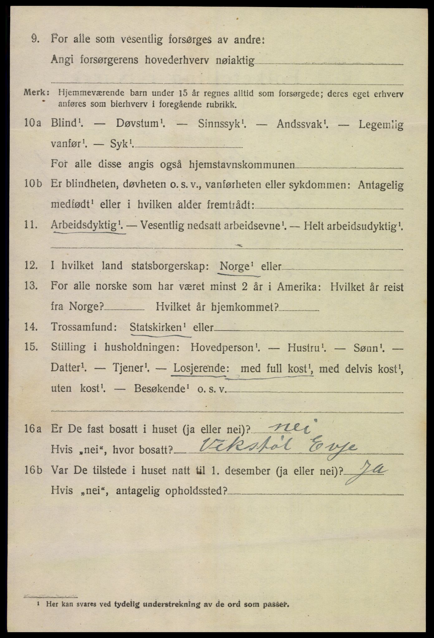 SAK, 1920 census for Vegusdal, 1920, p. 374