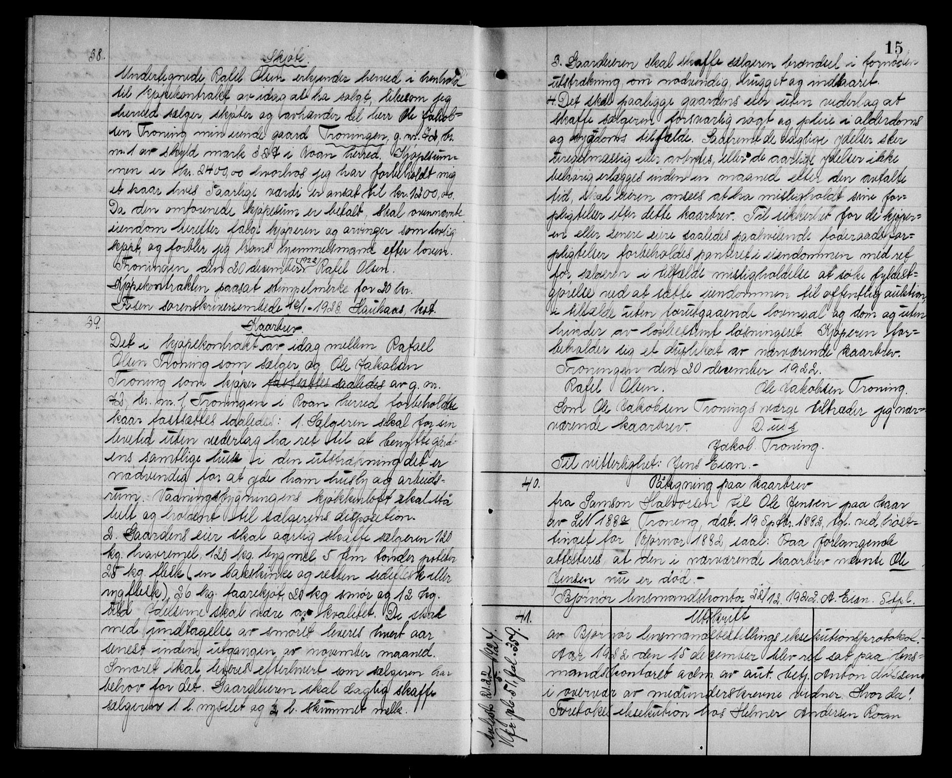 Fosen sorenskriveri, AV/SAT-A-1107/1/2/2C/L0059: Mortgage book no. 50, 1923-1923, p. 15