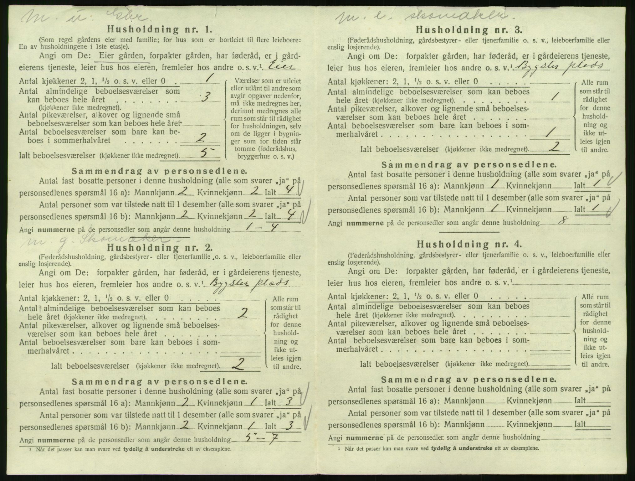 SAT, 1920 census for Veøy, 1920, p. 886