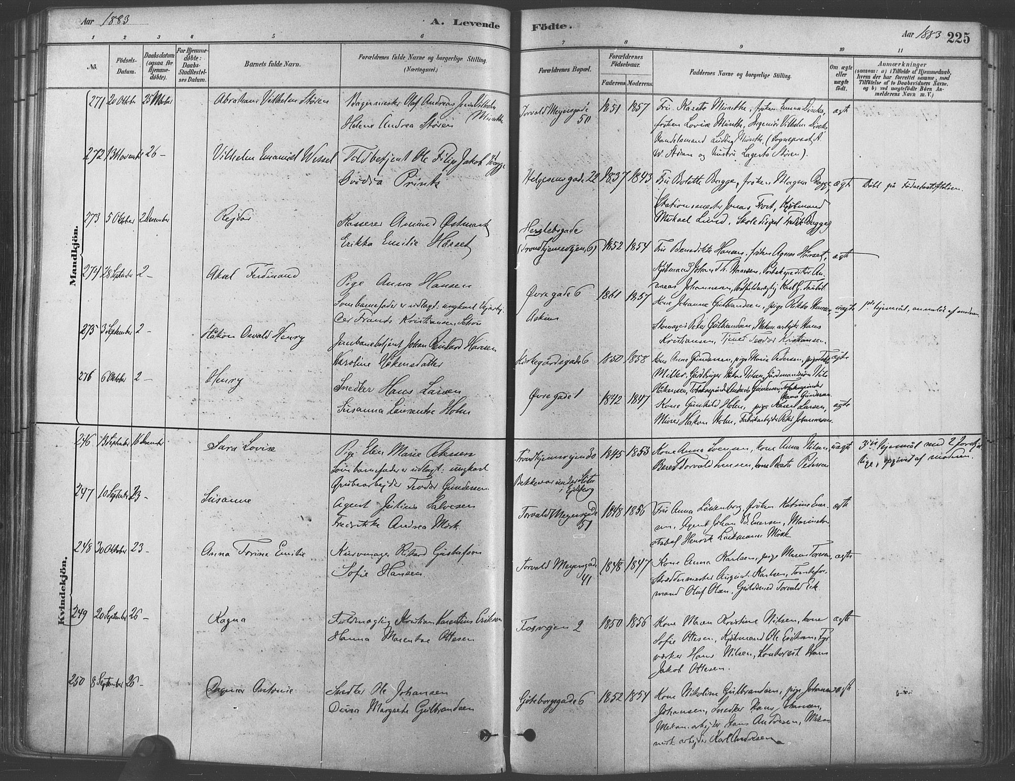 Paulus prestekontor Kirkebøker, AV/SAO-A-10871/F/Fa/L0003: Parish register (official) no. 3, 1879-1887, p. 225