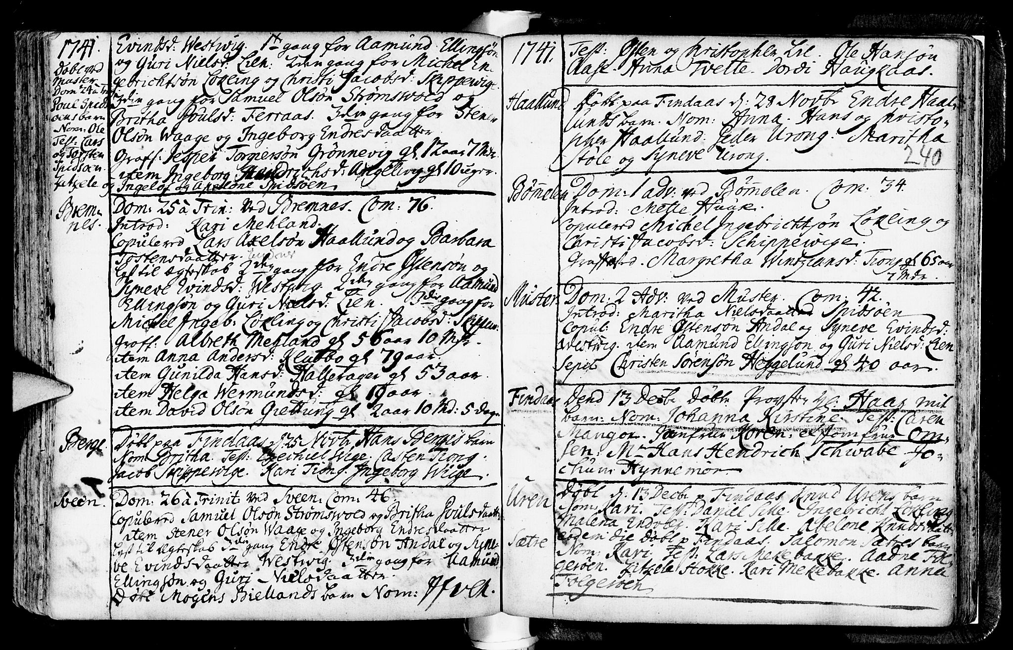 Finnås sokneprestembete, SAB/A-99925/H/Ha/Haa/Haaa/L0001: Parish register (official) no. A 1, 1718-1744, p. 240