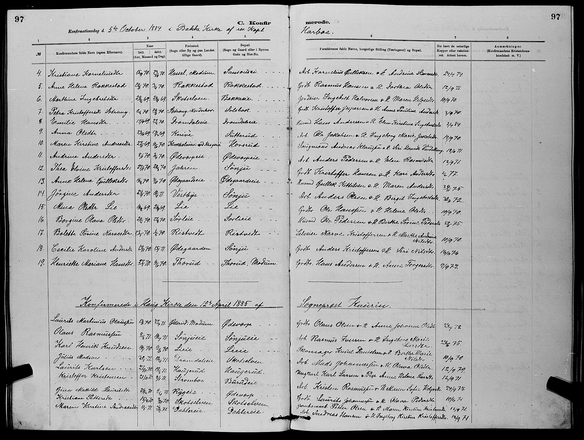 Eiker kirkebøker, SAKO/A-4/G/Gb/L0003: Parish register (copy) no. II 3, 1880-1893, p. 97