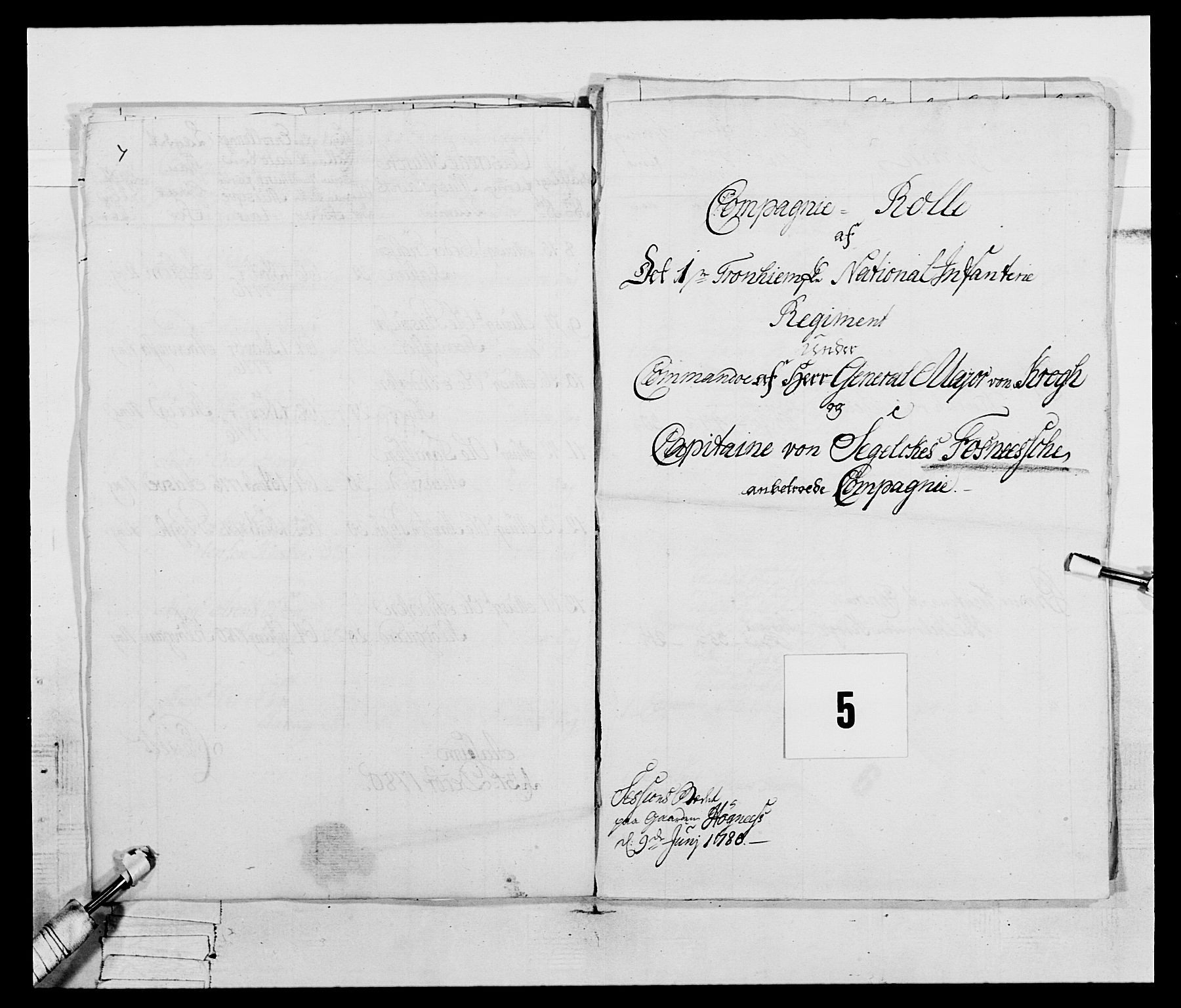 Generalitets- og kommissariatskollegiet, Det kongelige norske kommissariatskollegium, AV/RA-EA-5420/E/Eh/L0074: 1. Trondheimske nasjonale infanteriregiment, 1780-1787, p. 15