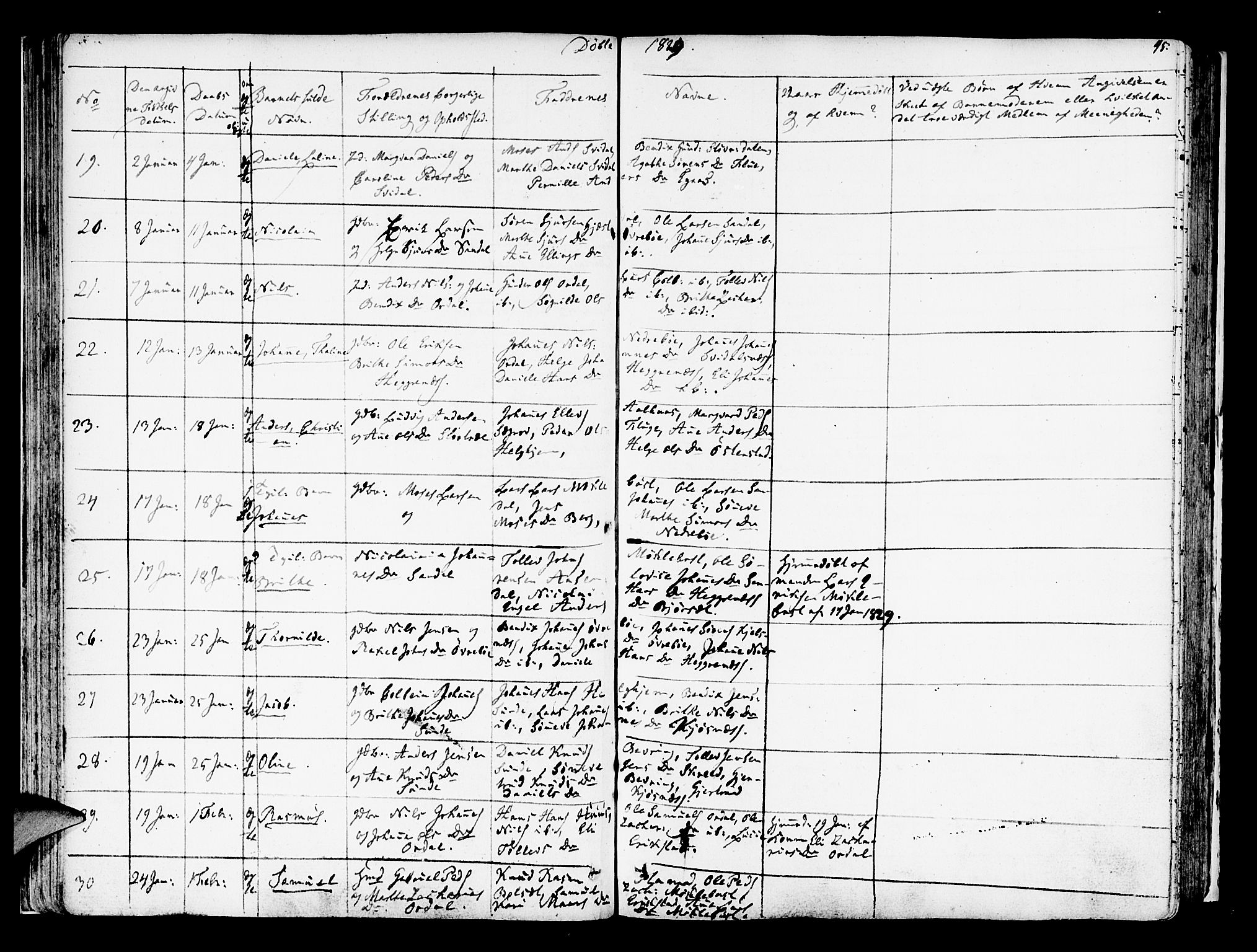 Jølster sokneprestembete, AV/SAB-A-80701/H/Haa/Haaa/L0008: Parish register (official) no. A 8, 1821-1833, p. 45